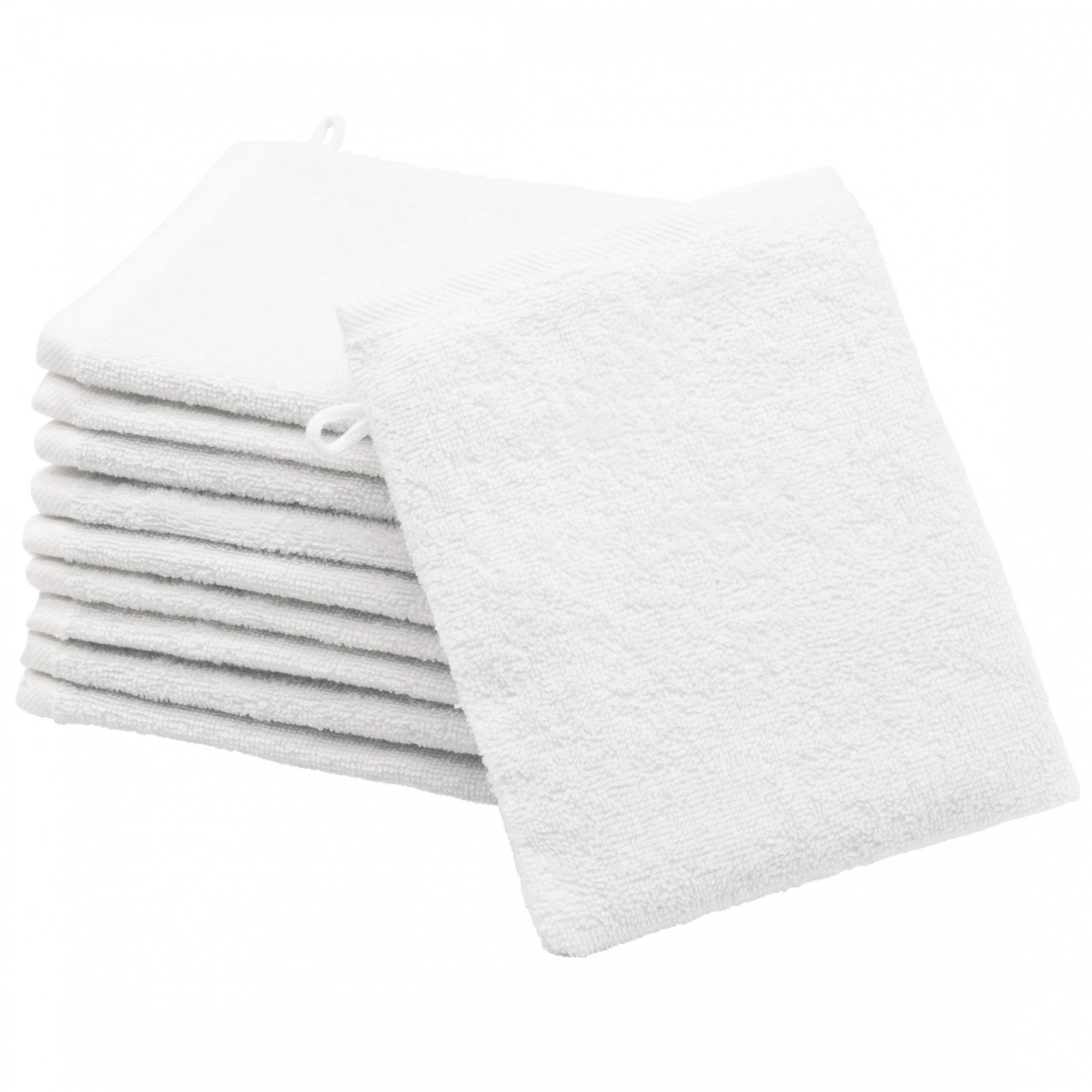 10er Set Waschlappen 16x21 cm 100% Baumwolle weiß Hauptbild