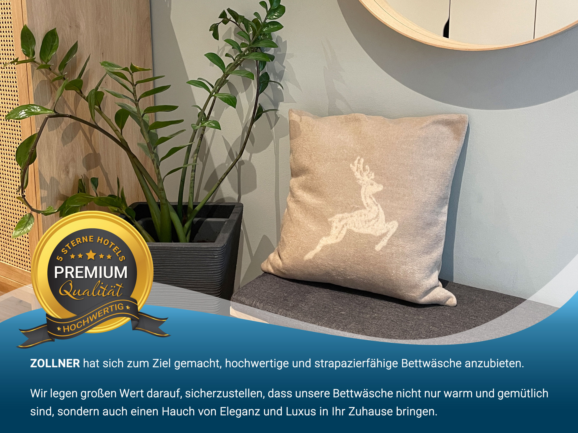 Kissenbezug Hirscheinwebung 50x50 cm fango-creme