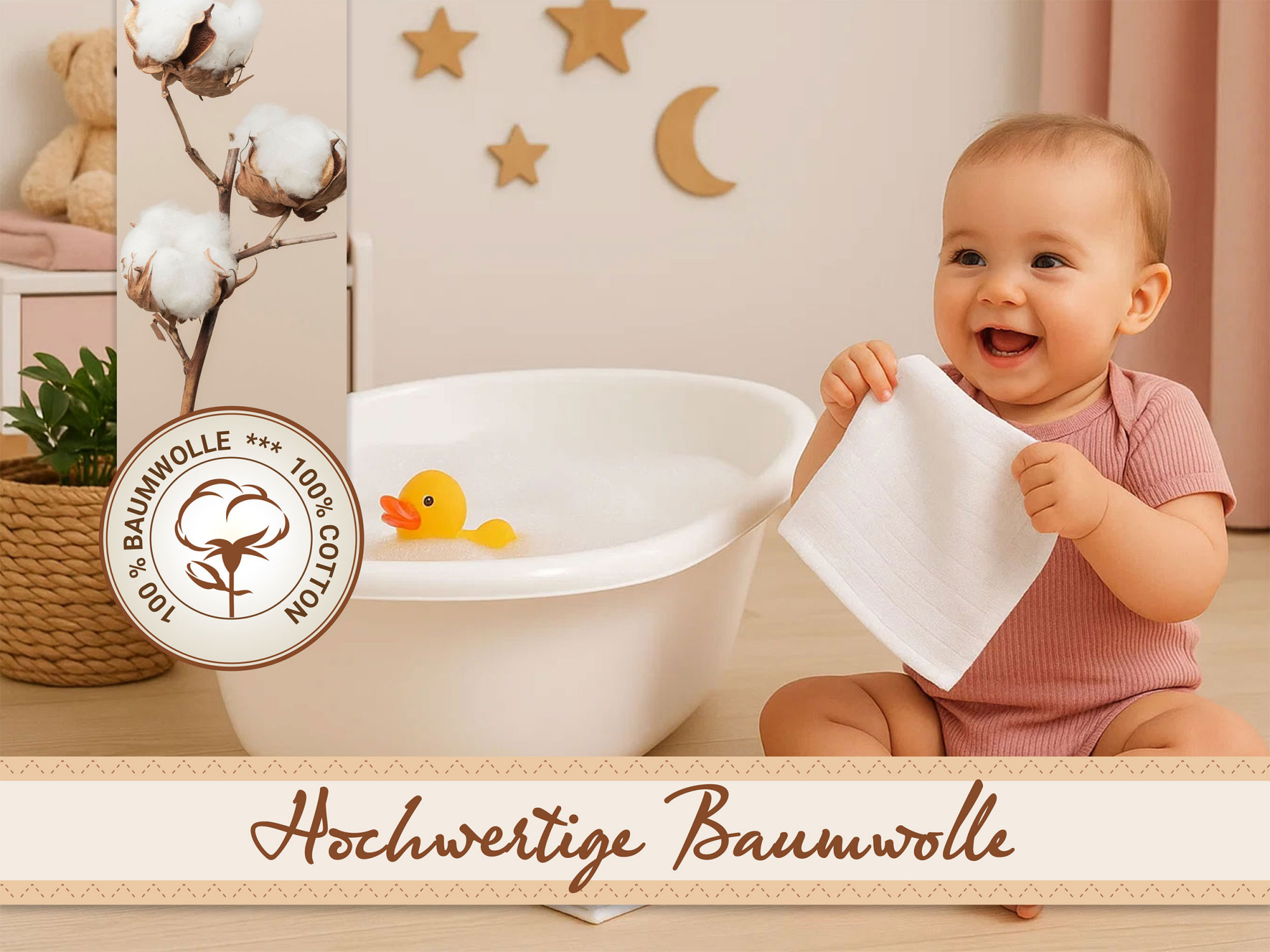10er Set Waschlappen 17x22 cm 100% Baumwolle weiß