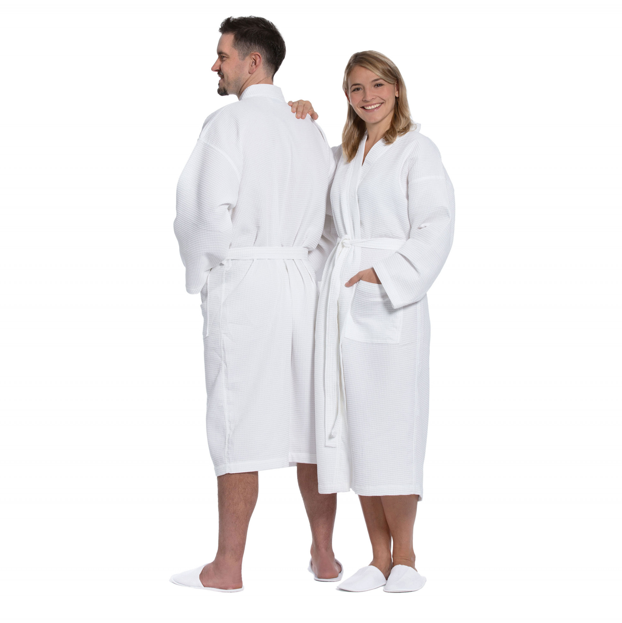 Unisex Bademantel Waffeloptik Baumwollmix M weiß Hauptbild