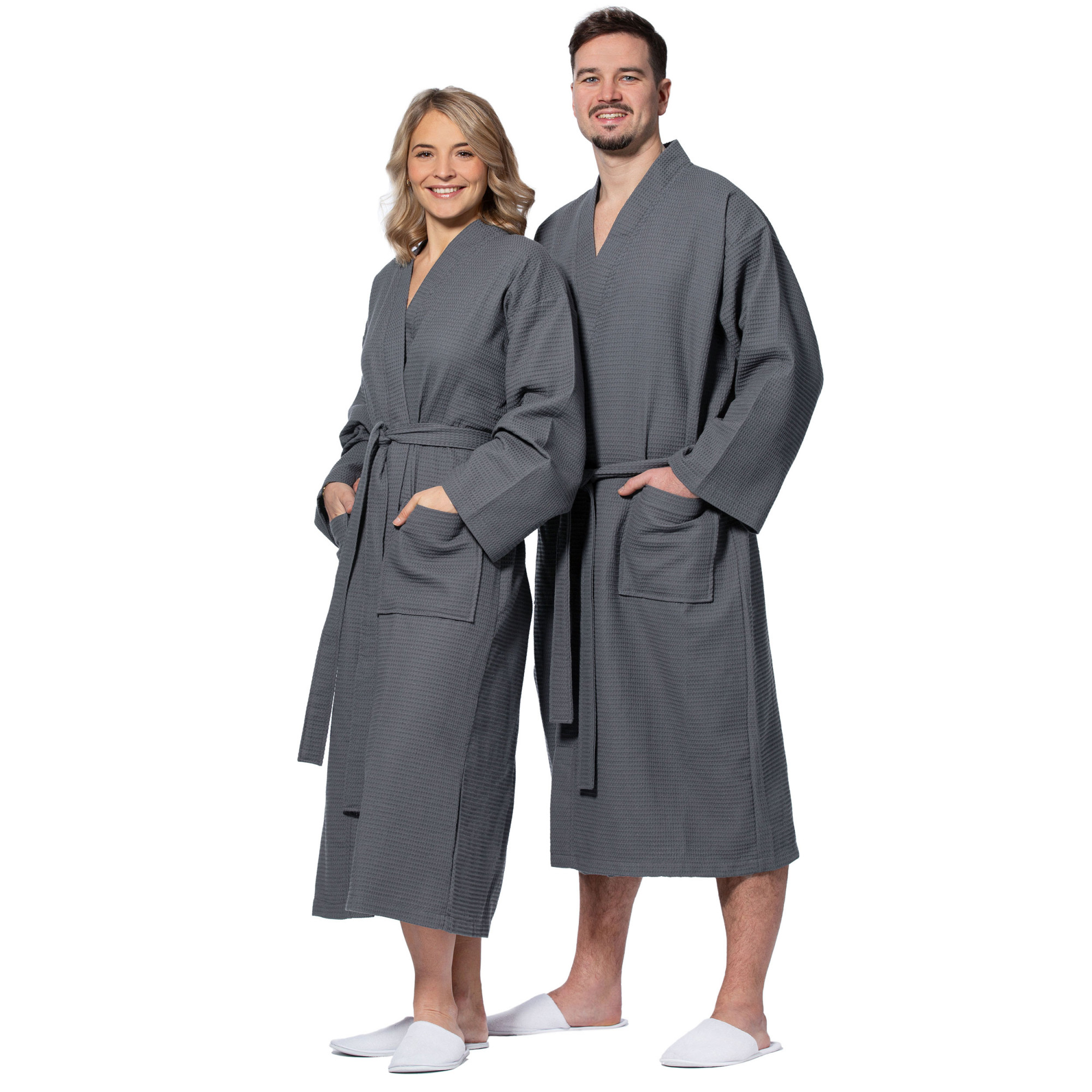 Unisex Bademantel Waffeloptik 100% Baumwolle S anthrazit Hauptbild