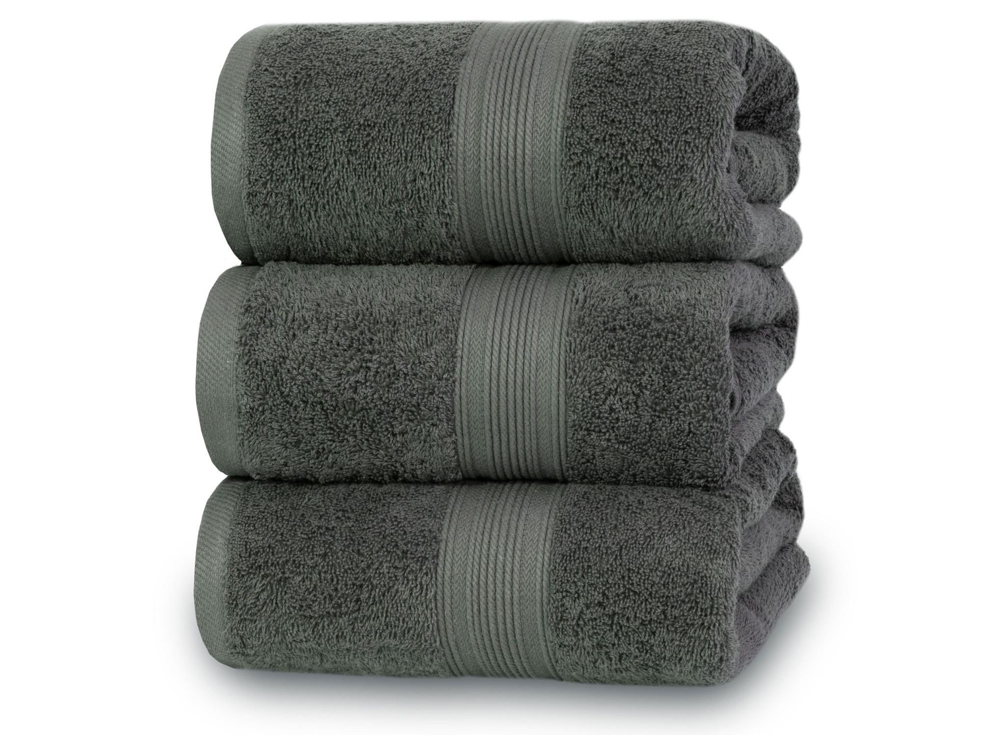 3er Set Duschtuch 70x140 cm Baumwolle 500 g/qm anthrazit
