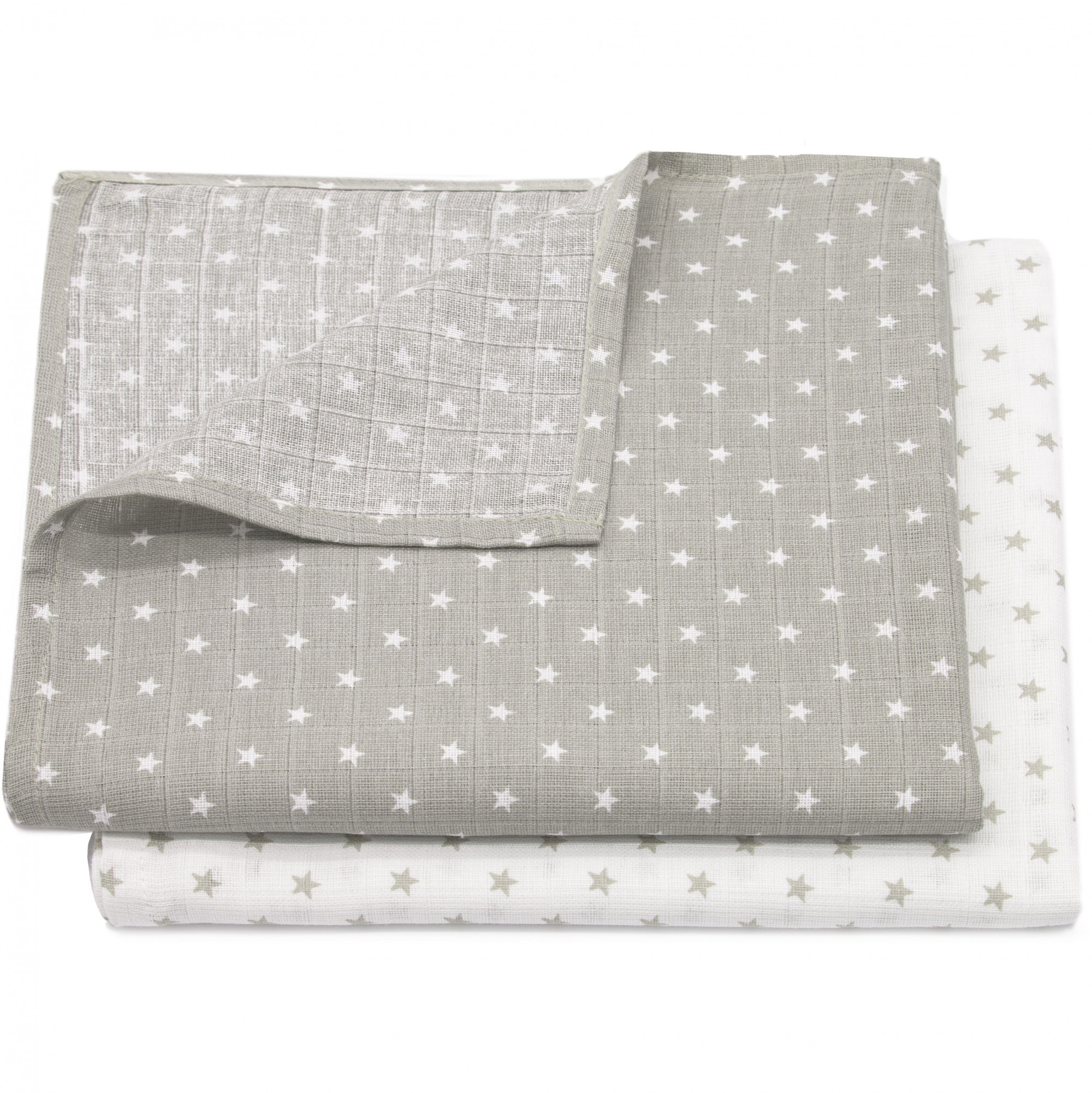 2er Set Spucktücher 120x120 cm Baumwolle weiß grau Hauptbild