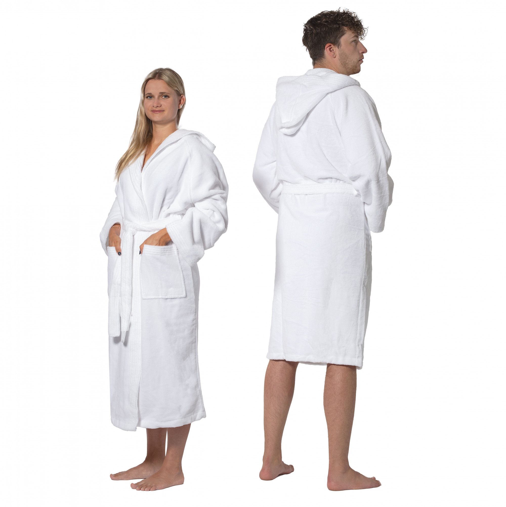 Unisex Bademantel Kapuze Mischgewebe S weiß Hauptbild