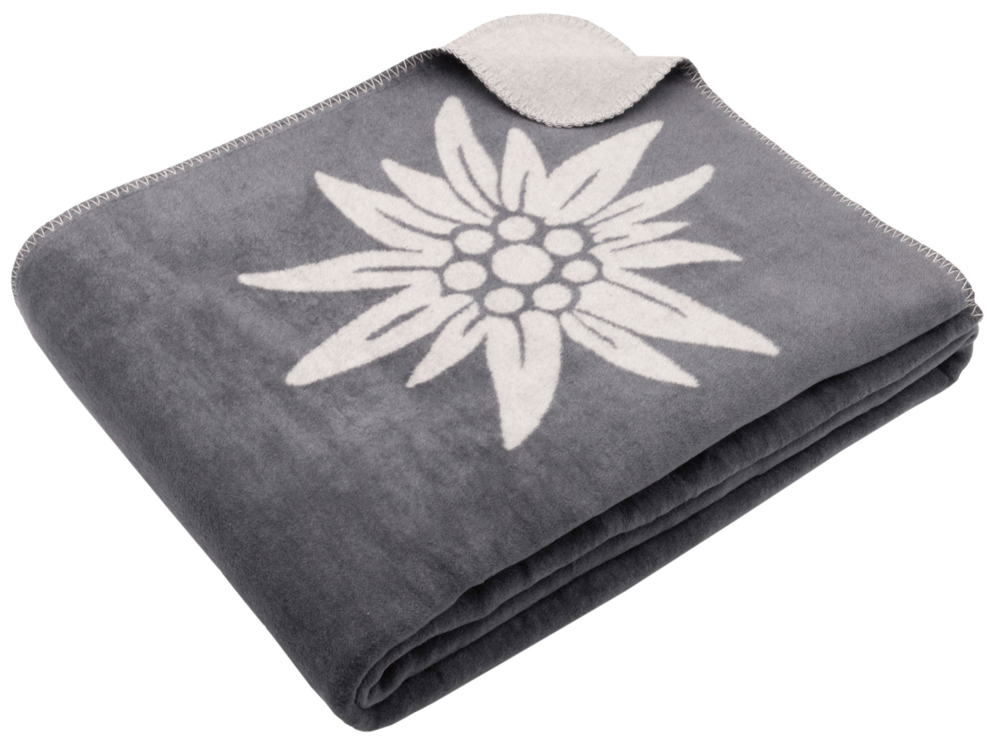 Kuscheldecke 150x200 cm Baumwollmix Edelweiß grau Hauptbild