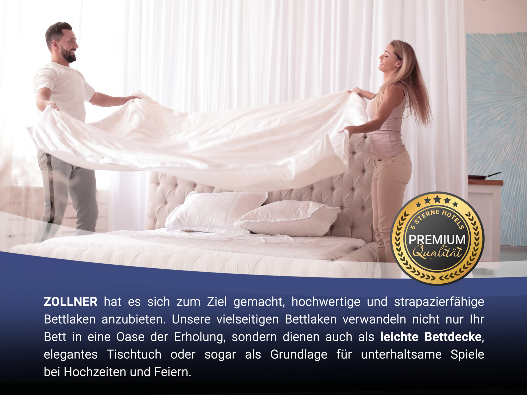 Bettlaken ohne Gummizug 300x300 cm 125 g/qm Baumwolle