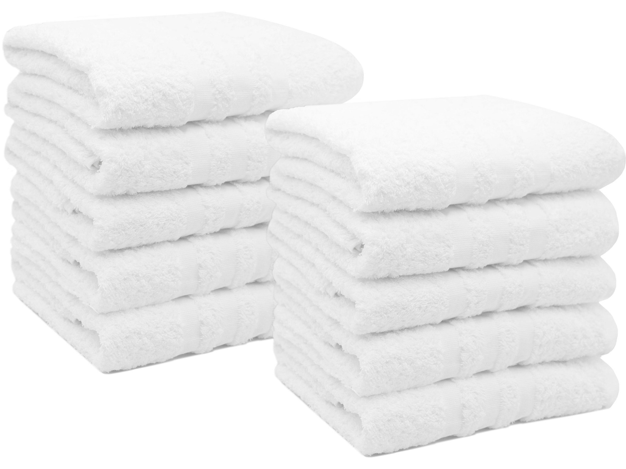 10er Set Handtücher 50x100 cm Baumwolle 550g/qm weiß Hauptbild