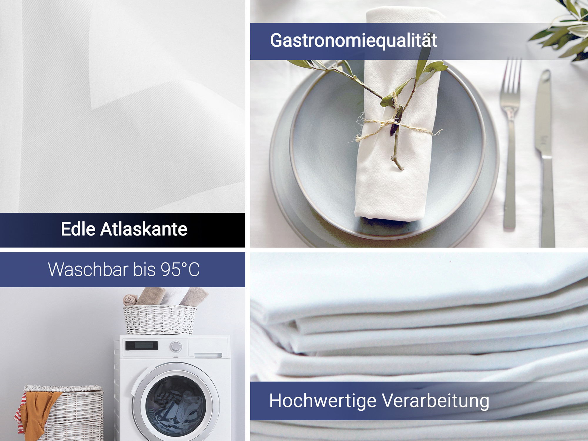 25er Set Stoffservietten 50x50 cm 100% Baumwolle weiß