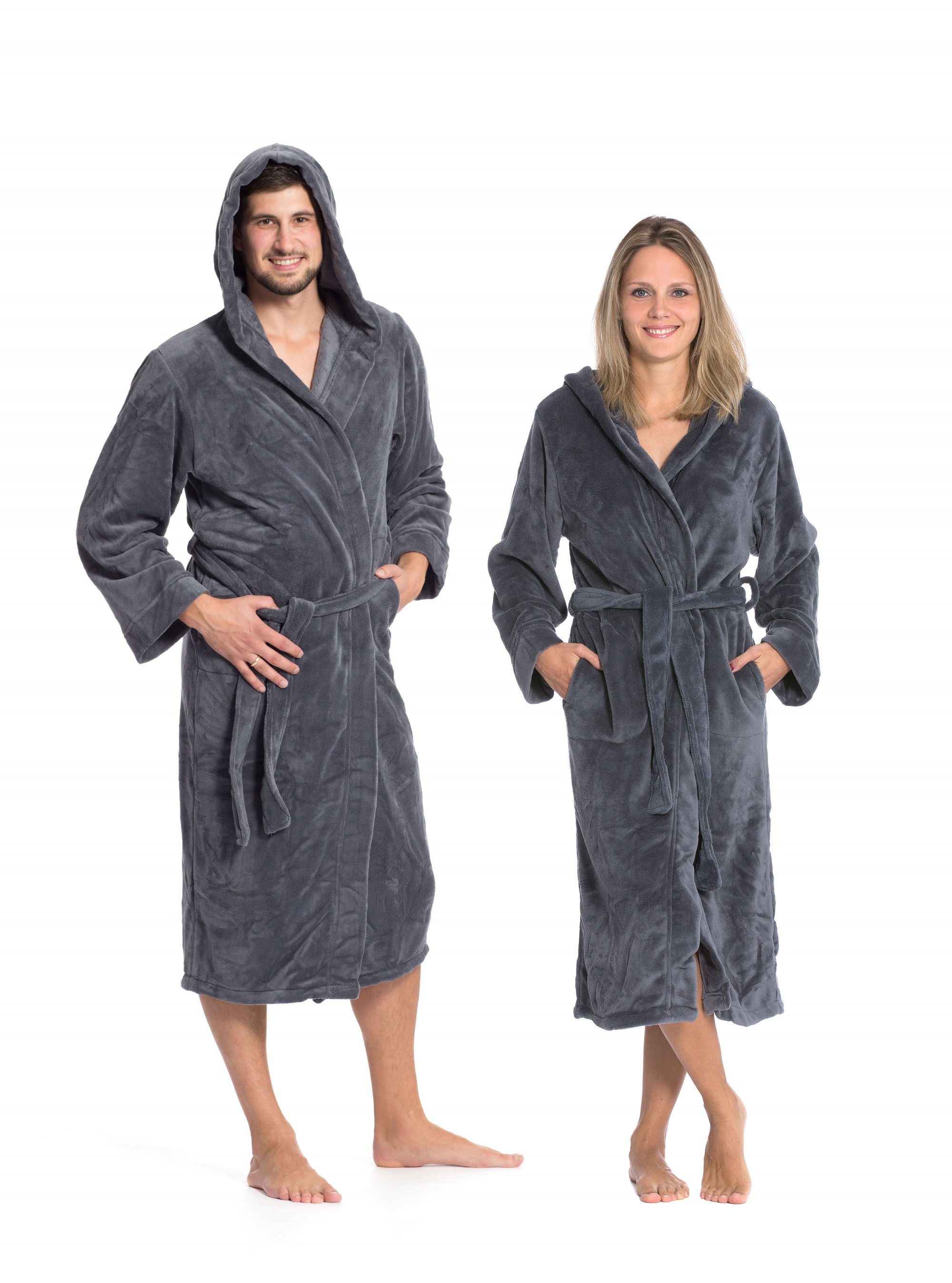 Unisex Bademantel mit Kapuze 100% Polyester M graphit Hauptbild