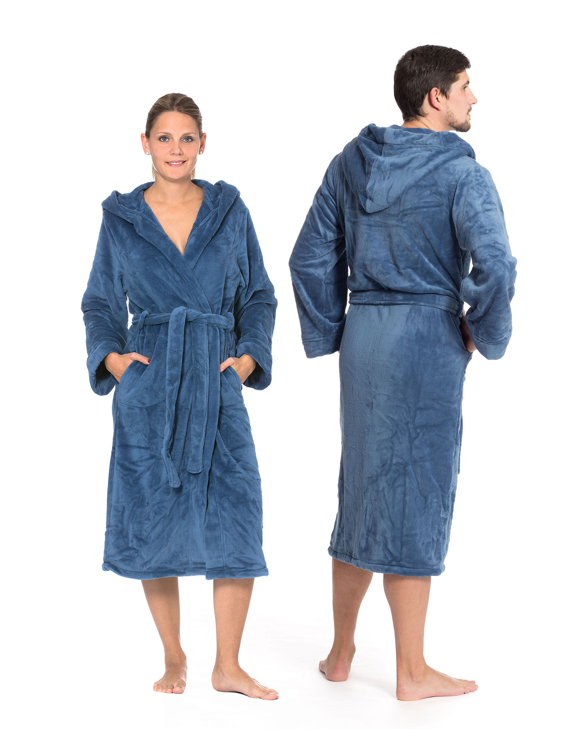 Unisex Bademantel mit Kapuze 100% Polyester S marine Hauptbild