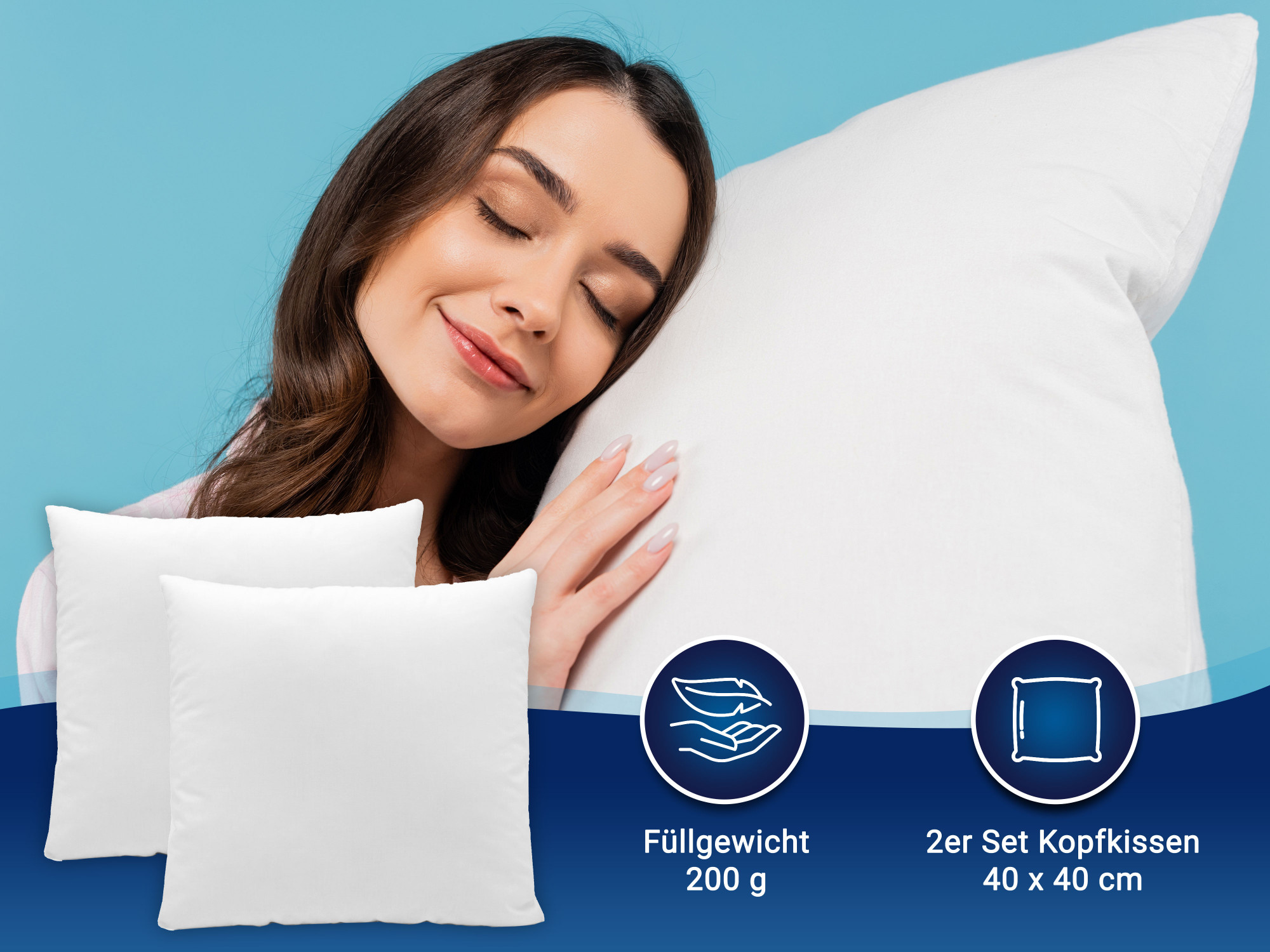 2er Set Kissen 40x40 cm Mikrofaser Füllung 200 g