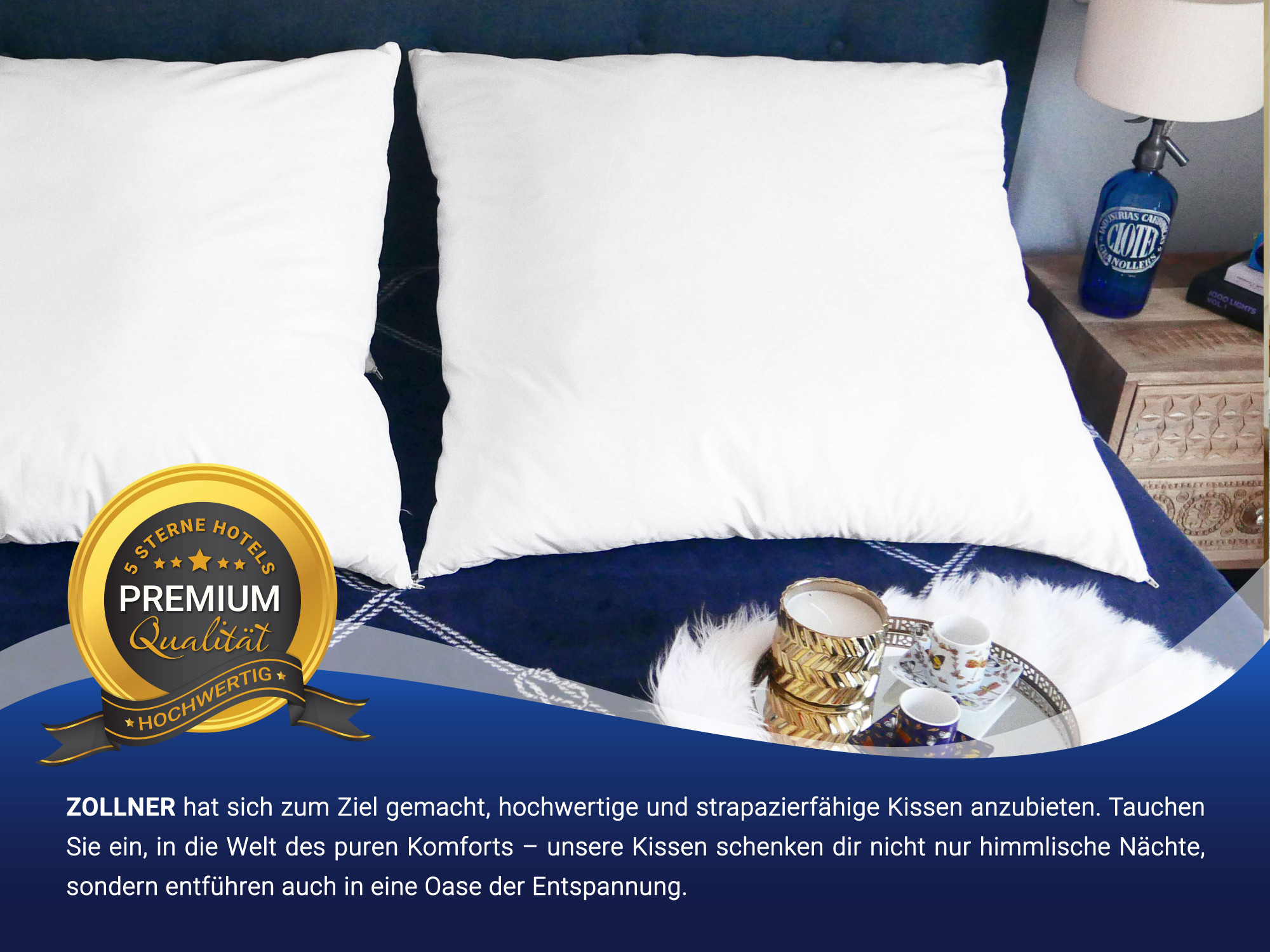 2er Set Kopfkissen 80x80 cm Mikrofaser Füllung 900 g