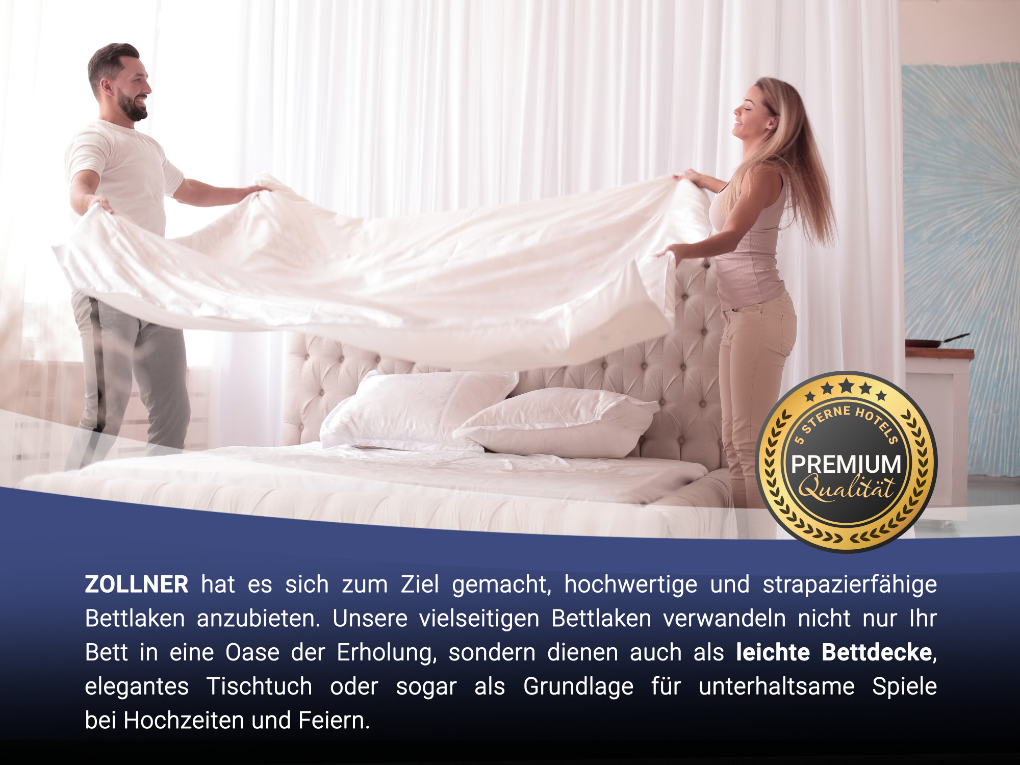 2er Set Bettlaken ohne Gummizug 240x290 cm Baumwolle