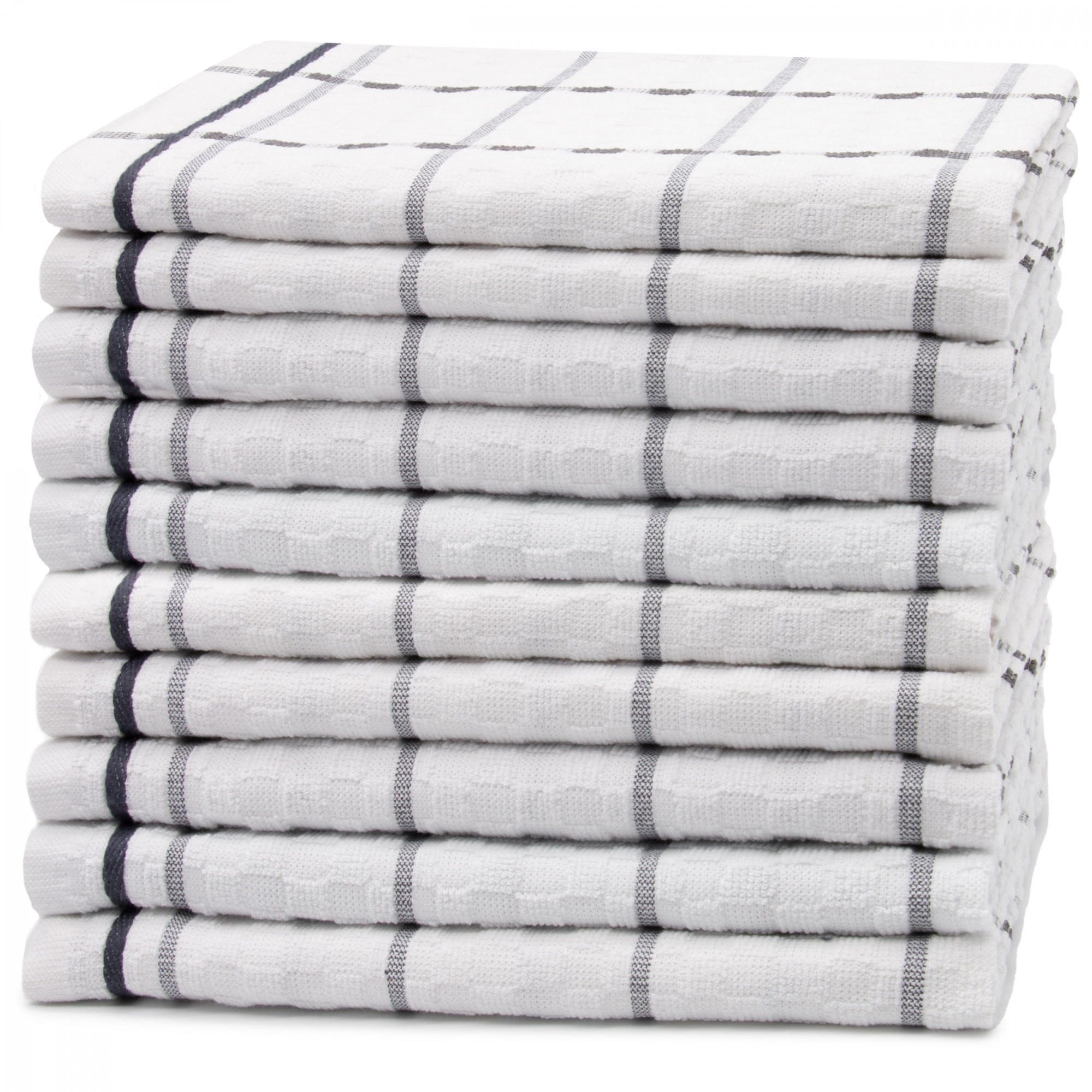 10er Set Geschirrtücher Baumwolle 45x60 cm weiß-taupe Hauptbild