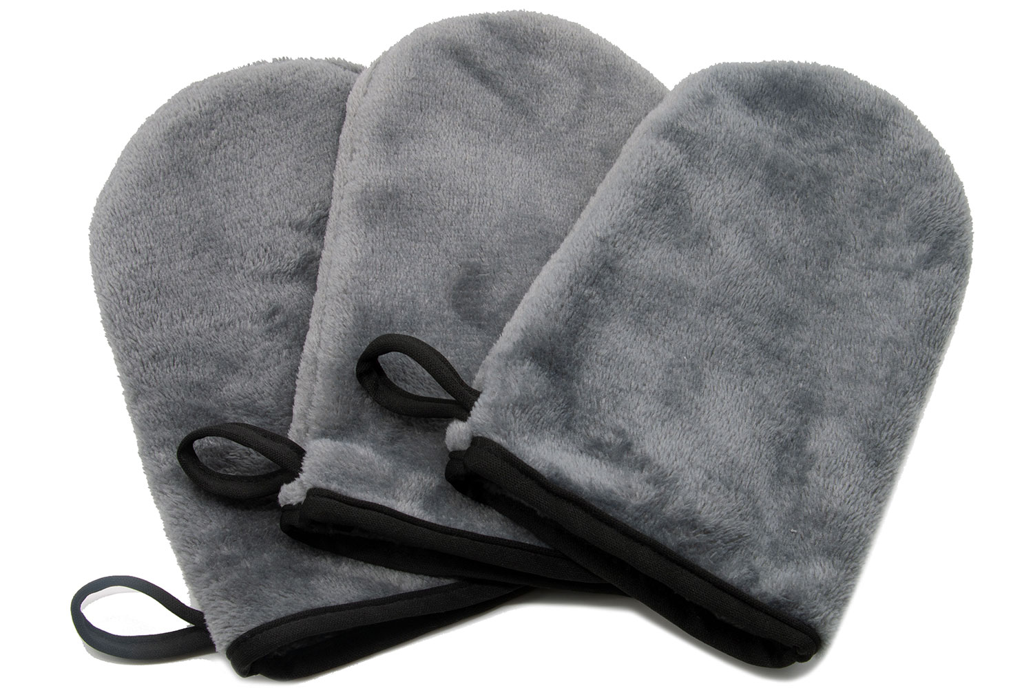 3er Set Abschminkhandschuhe 20x13 cm Mikrofaser grau Hauptbild