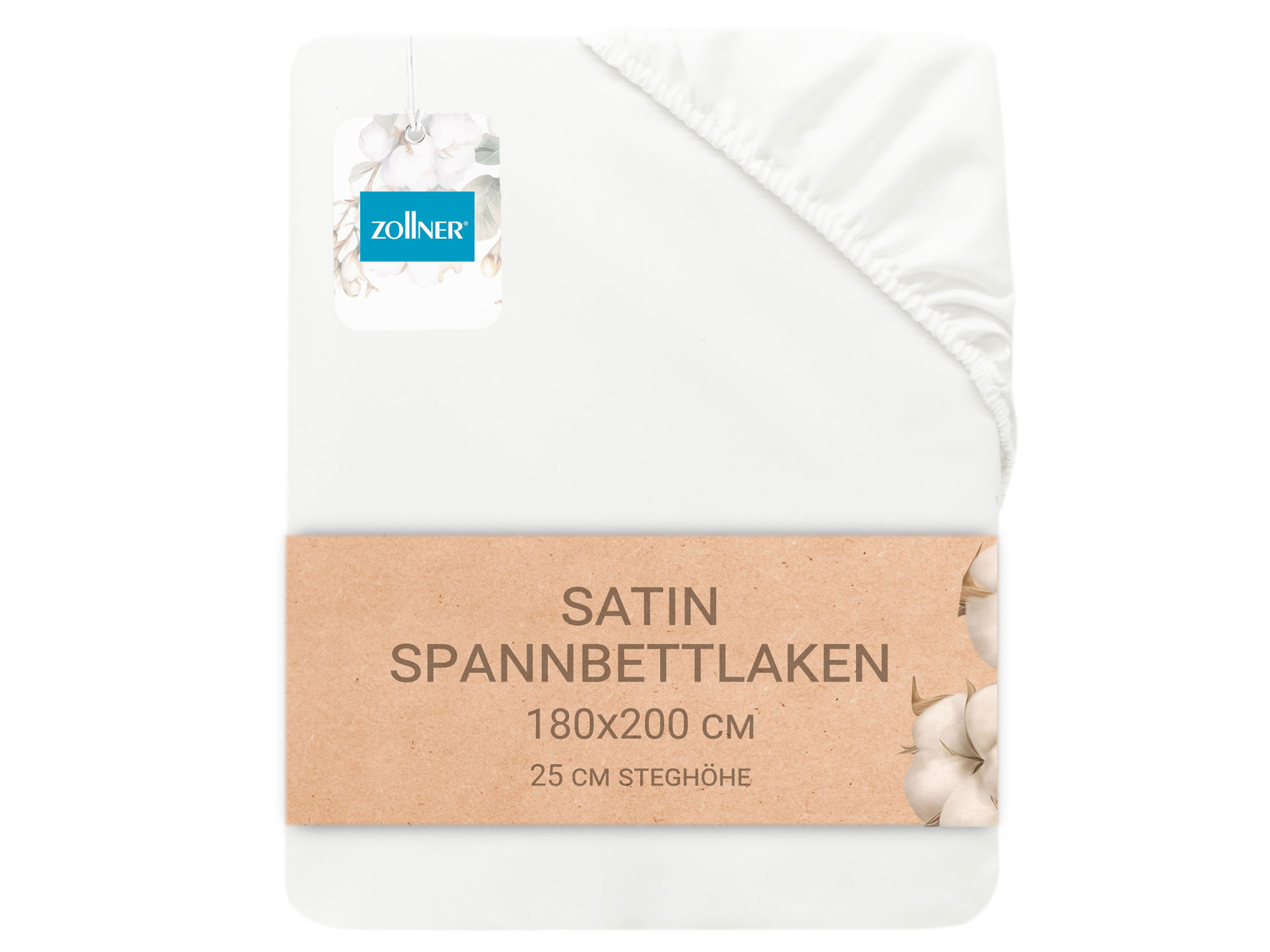 Satin Spannbettlaken 180x200 cm Baumwolle 25 cm Steg