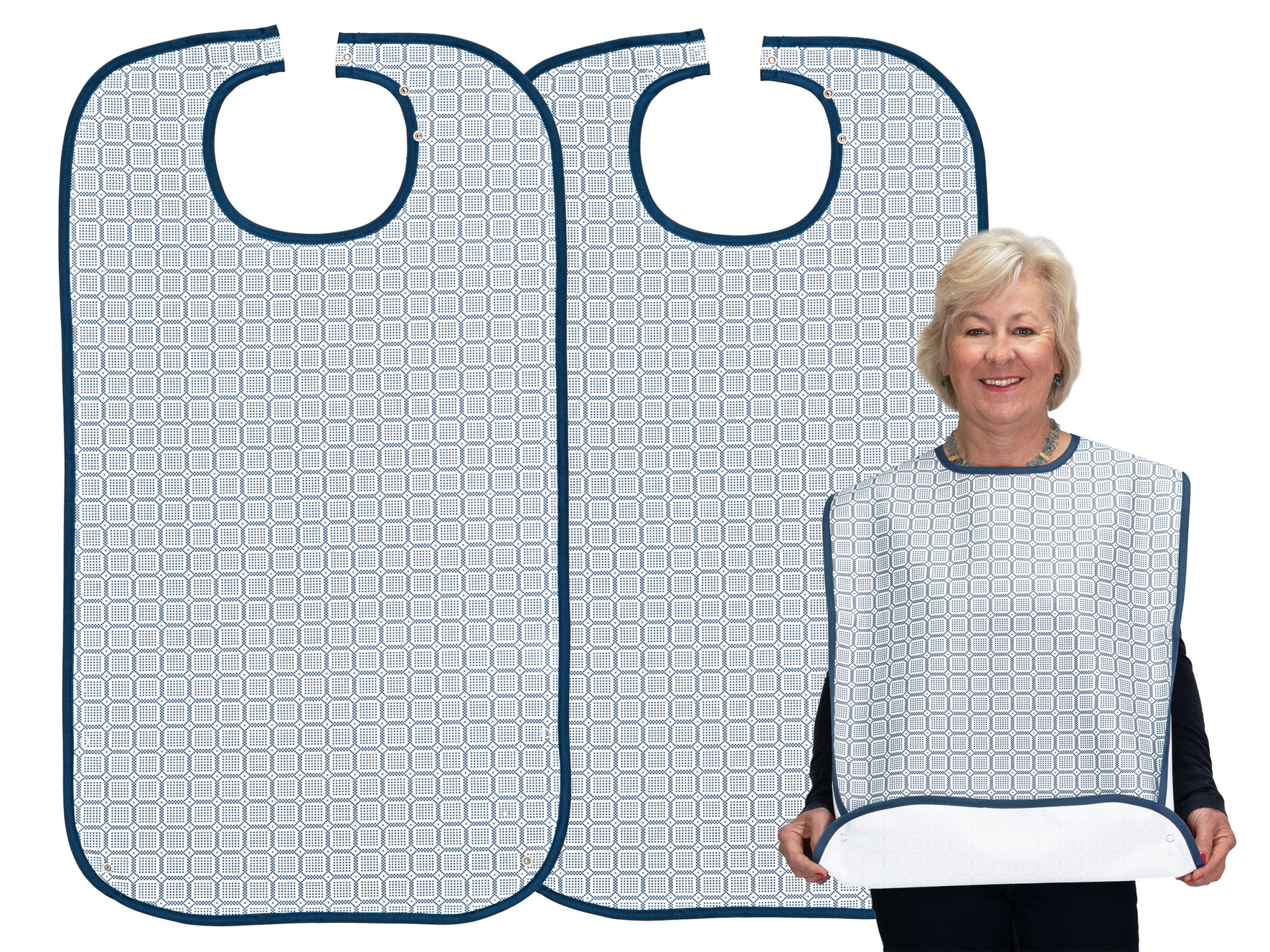 2er Set Lätzchen für Erwachsene 50x90 cm wasserdicht blau Hauptbild