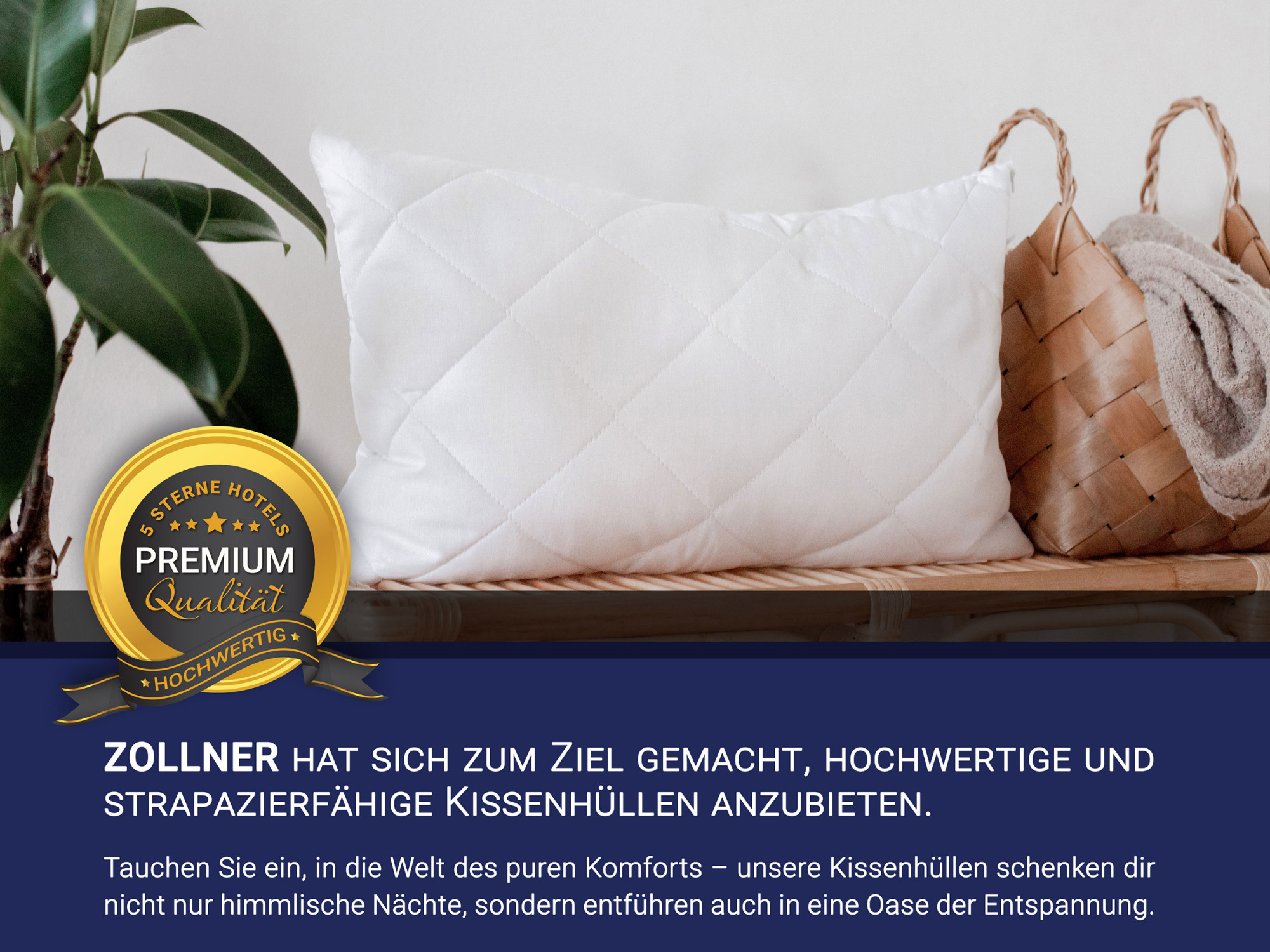 Kissenhülle 40x80 cm Baumwollmix weiß