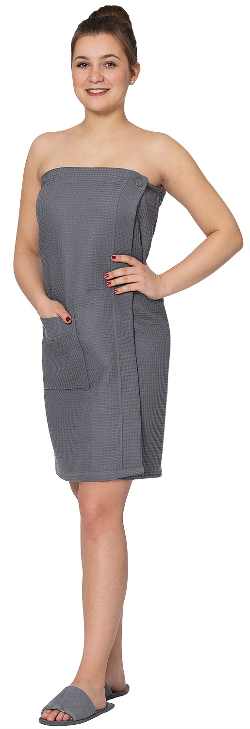 Saunakilt Damen 75 cm lang Baumwolle grau Hauptbild