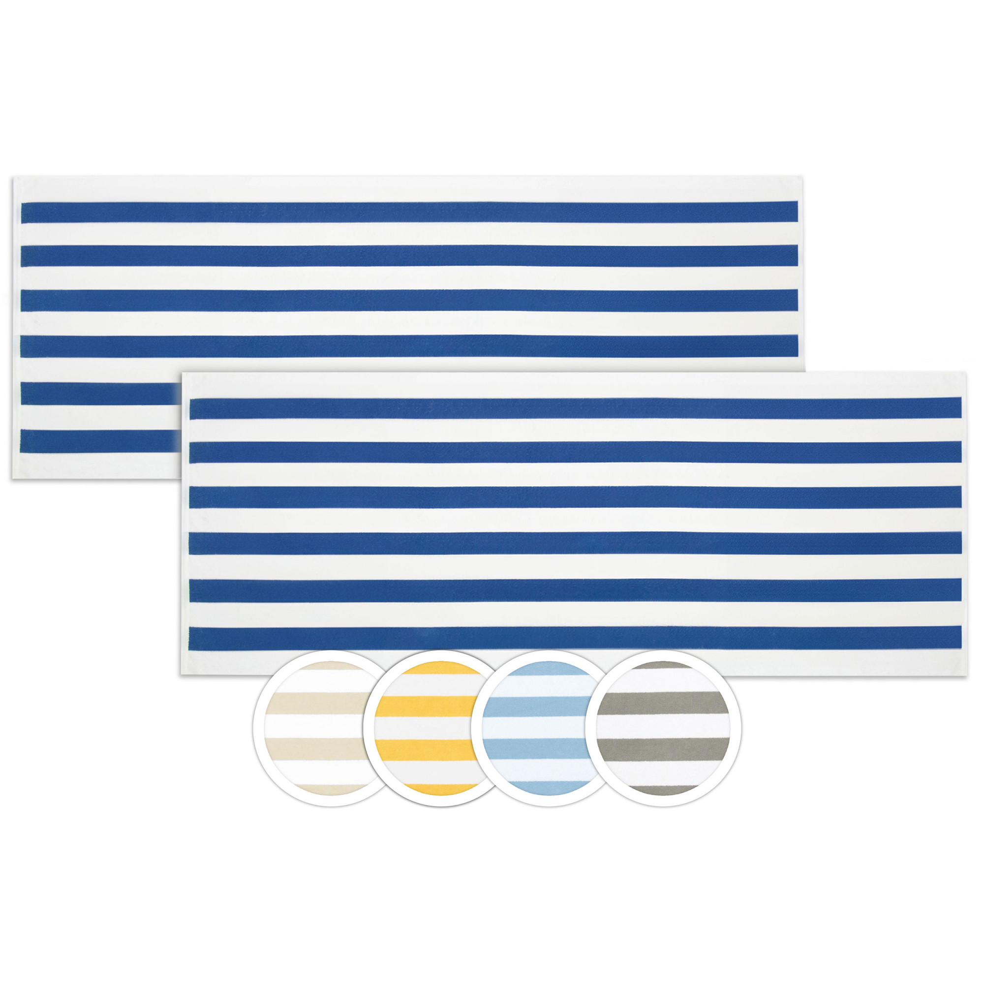 2er Set Strandtücher 70x180 cm 100% Baumwolle blau Hauptbild