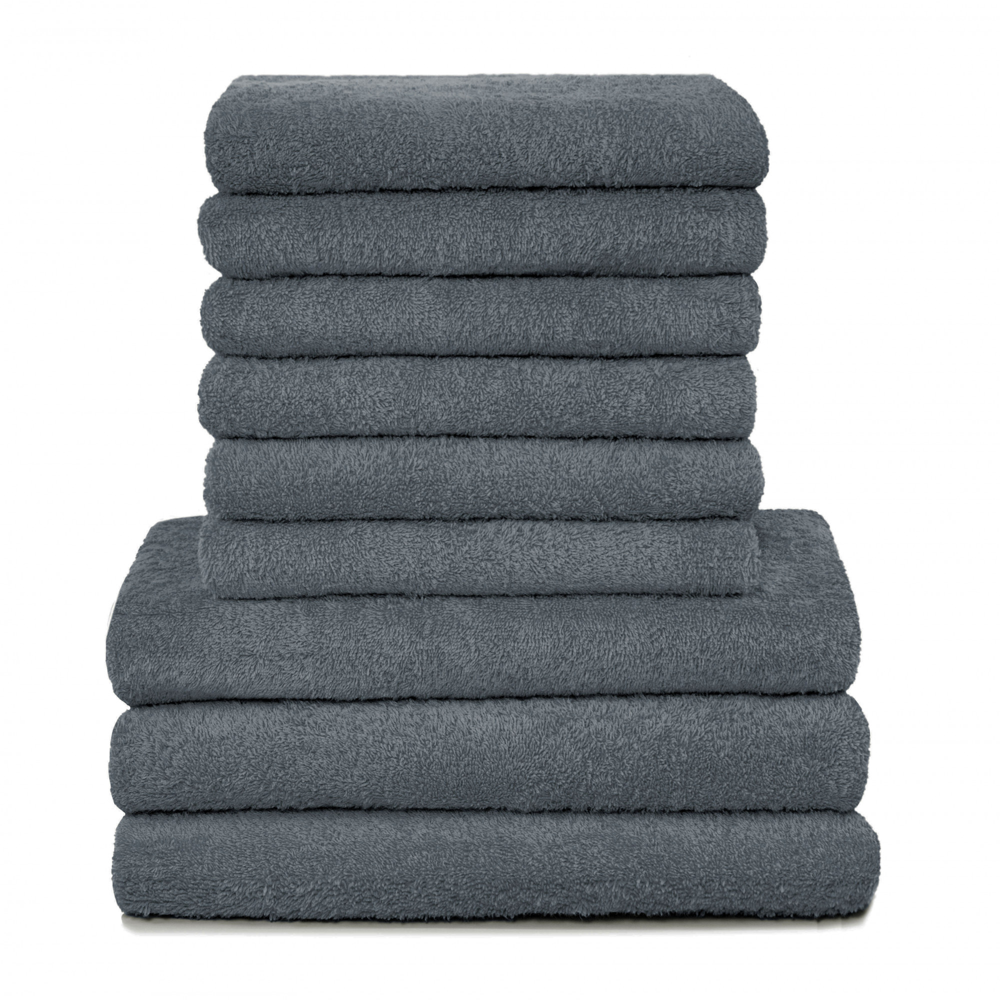 9tlg. Handtuch Set Handtücher 6 Duschtücher 3 grau Hauptbild