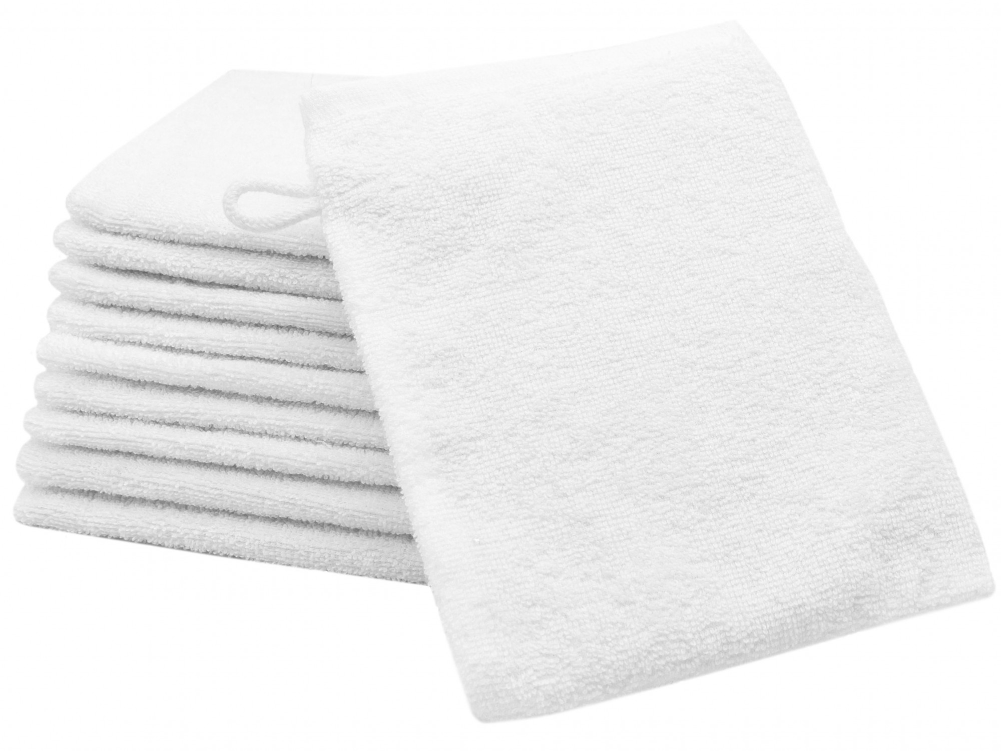 10er Set Waschlappen 16x21 cm Baumwolle 400 g/qm weiß Hauptbild