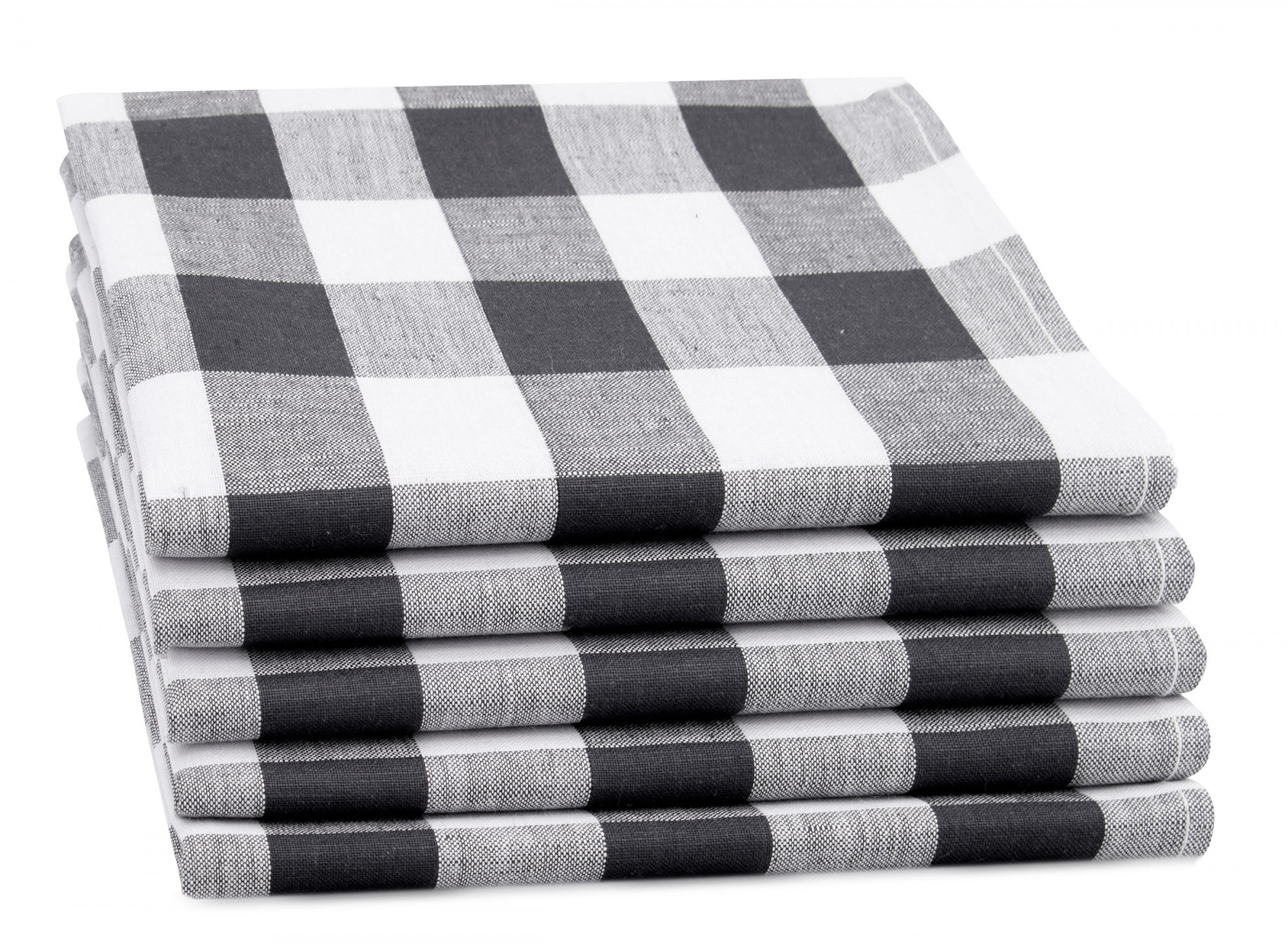 5er Set Geschirrtücher Halbleinen 50x70 cm graphit-kariert Hauptbild