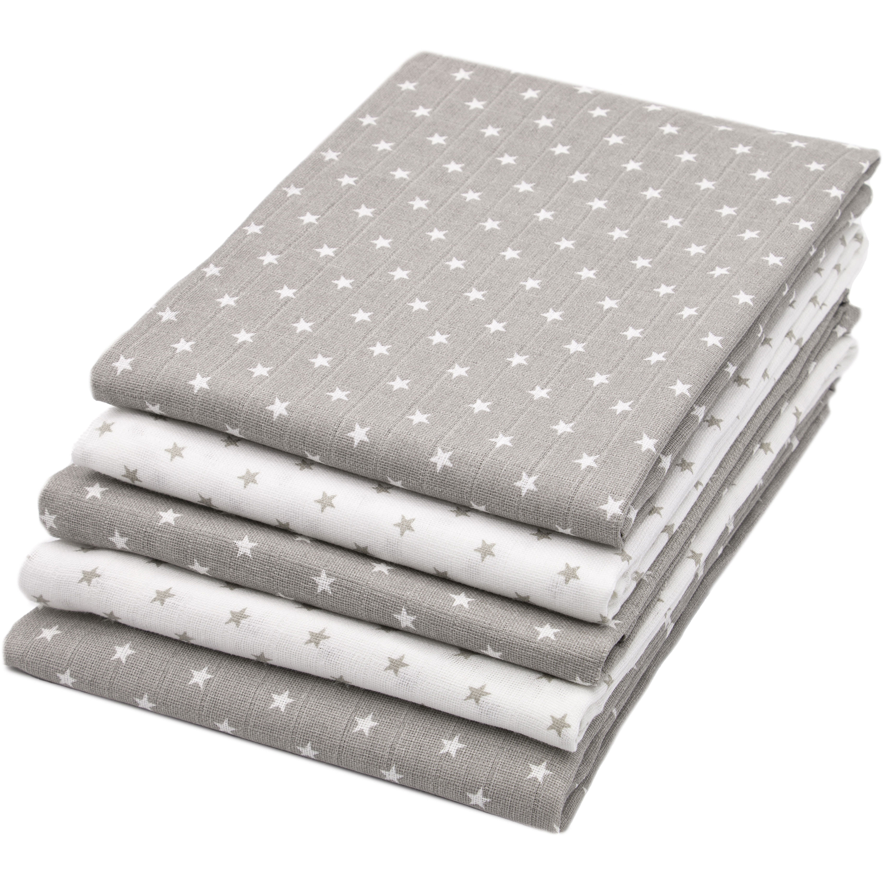 5er Set Spucktücher 80x80 cm Baumwolle weiß grau Hauptbild