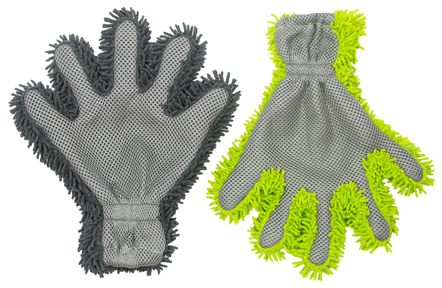 2er Set Autowaschhandschuhe Mikrofaser grau/grün Hauptbild