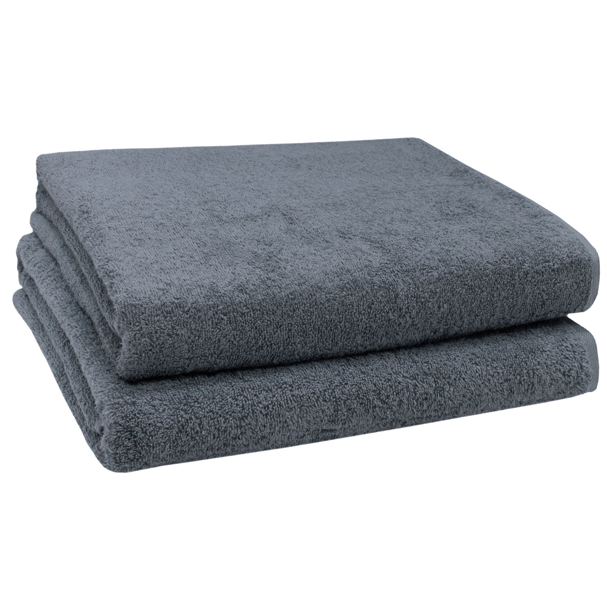 2er Set Badetücher 100x150 cm Baumwolle 420 g/qm grau Hauptbild