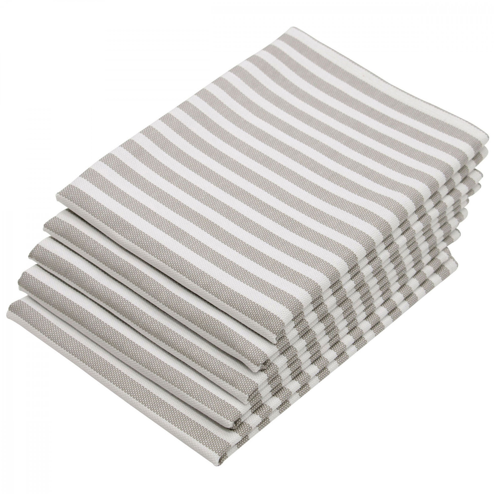 5er Set Geschirrtücher Baumwolle 50x70 cm grau-weiß-gestreift Hauptbild