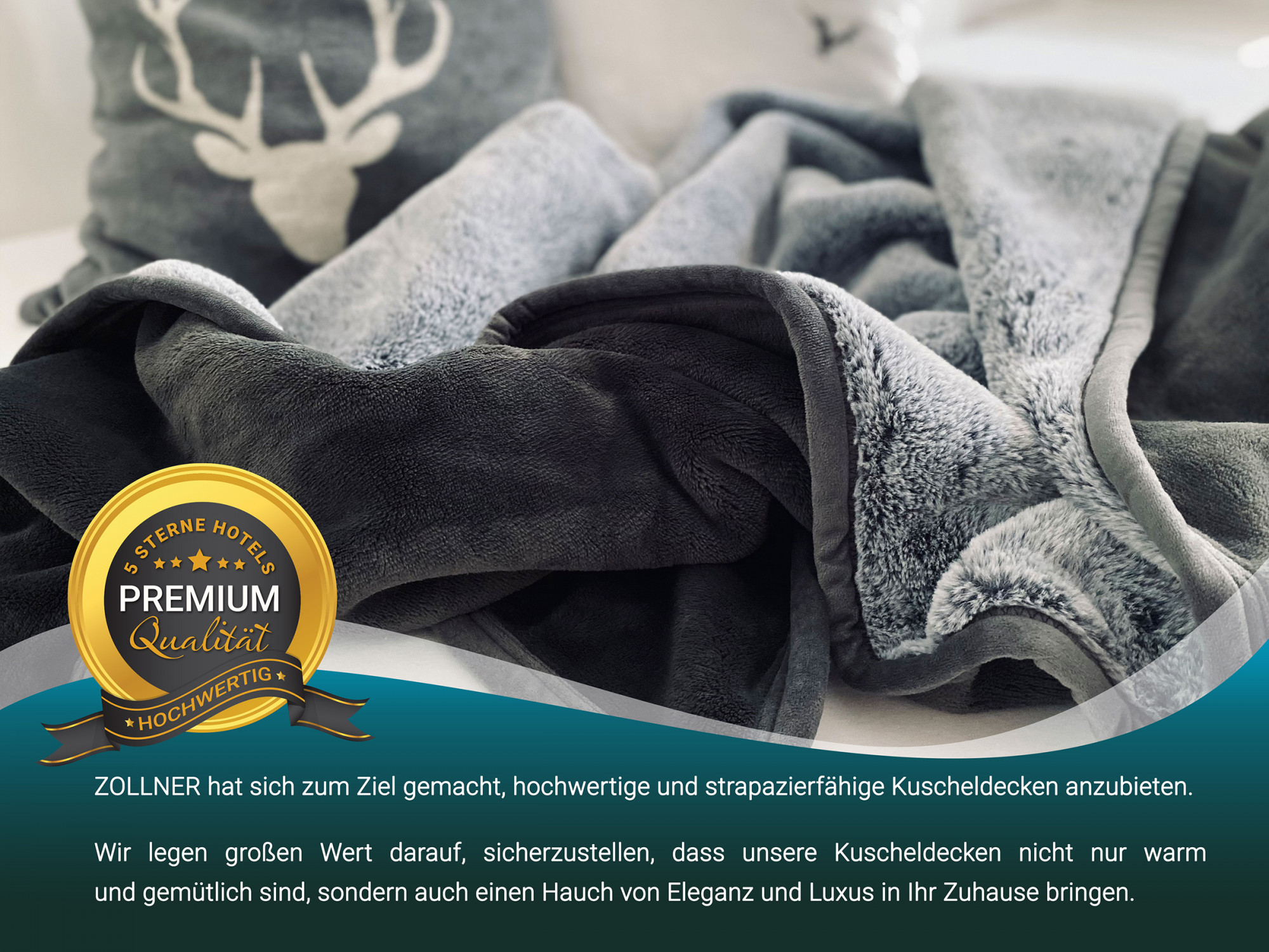 Kuscheldecke XXL Mikrofaser 220x240 cm anthrazit