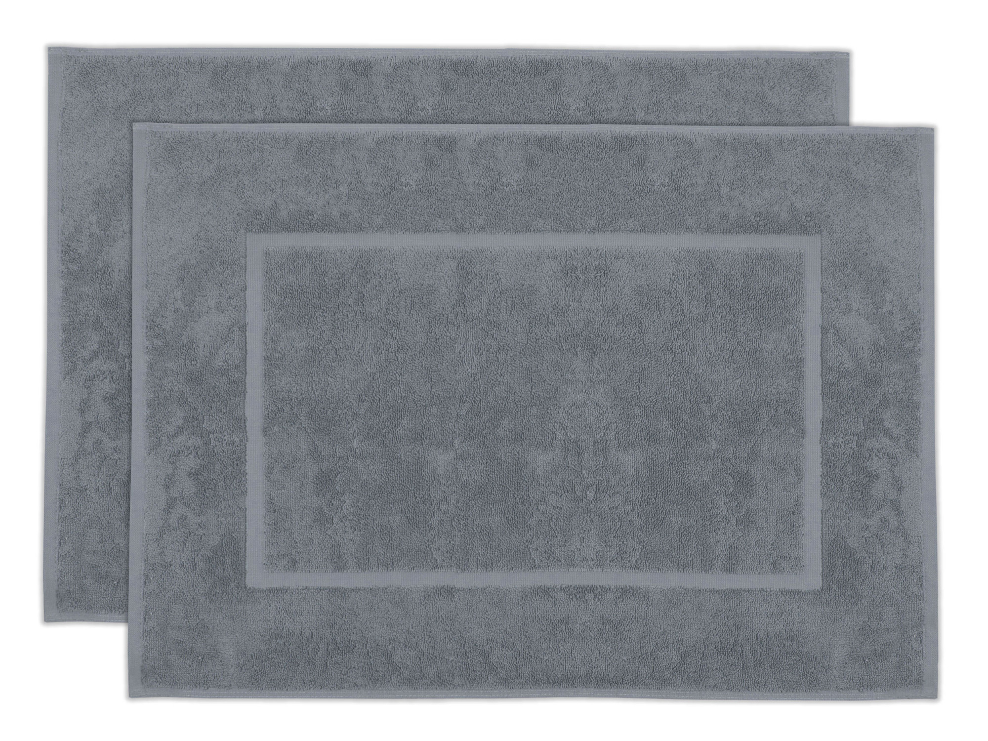 2er Set Badematte 50x70 cm Baumwolle 600 g/qm grau