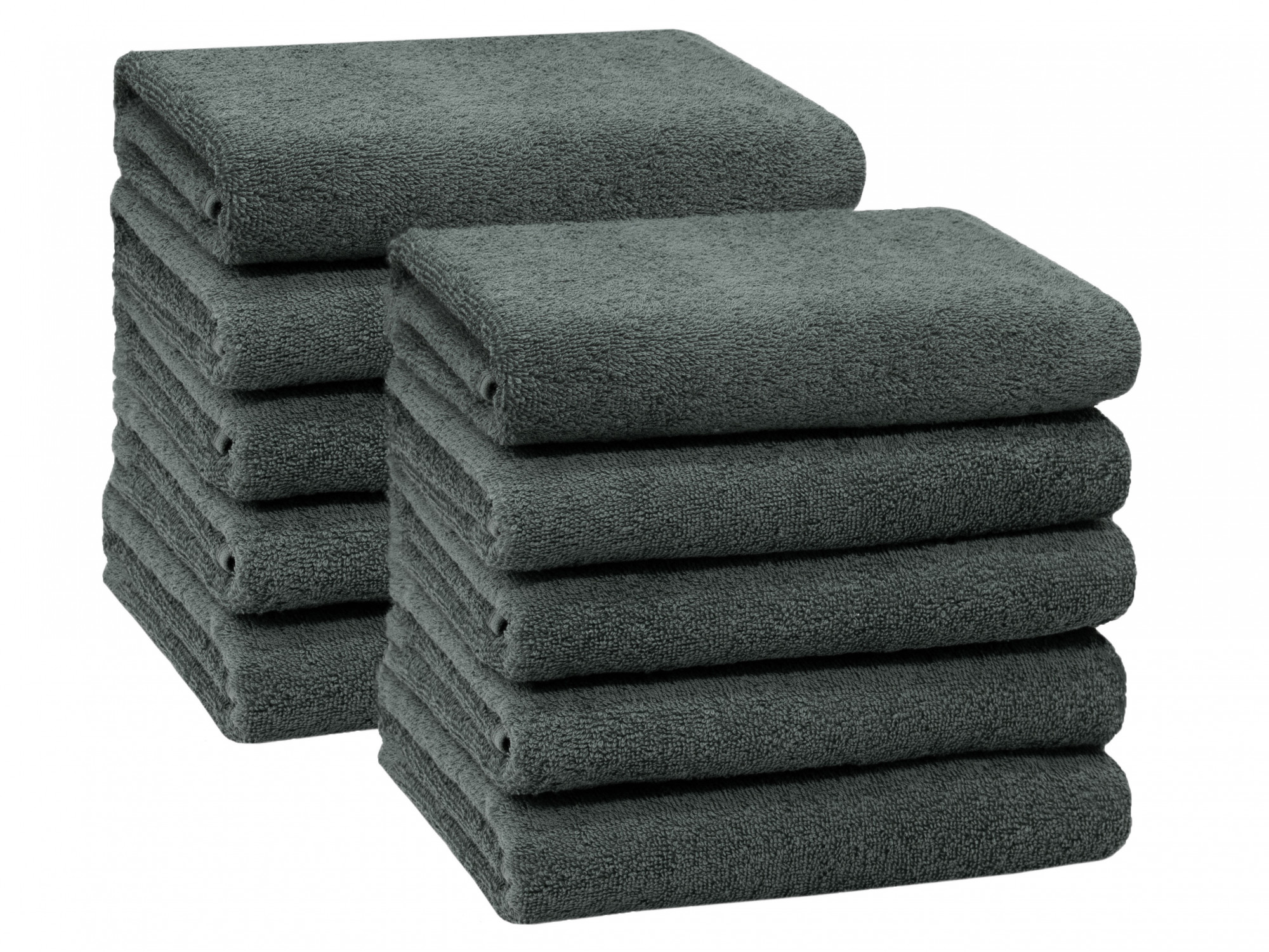 10er Set Handtücher 50x100 cm Baumwolle 400 g/qm anthrazit Hauptbild