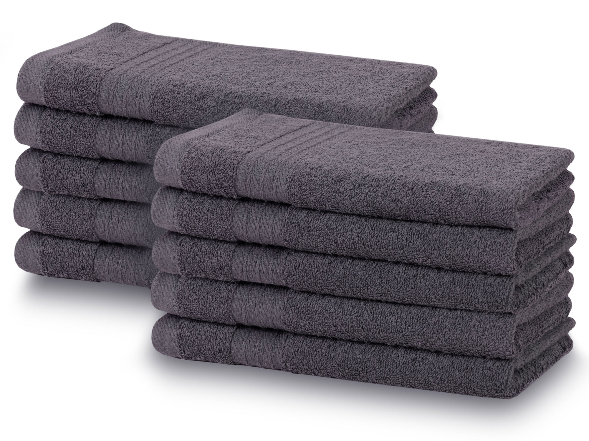 10er Set Gästehandtücher 30x50 cm Baumwolle 550 g/qm grau