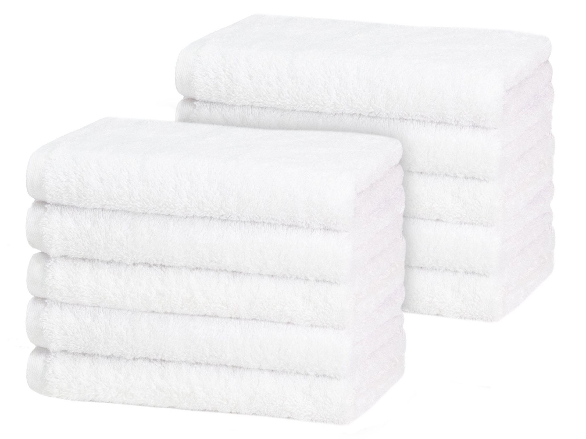 10er Set Gästehandtücher 30x50 cm Baumwolle 650 g/qm weiß Hauptbild