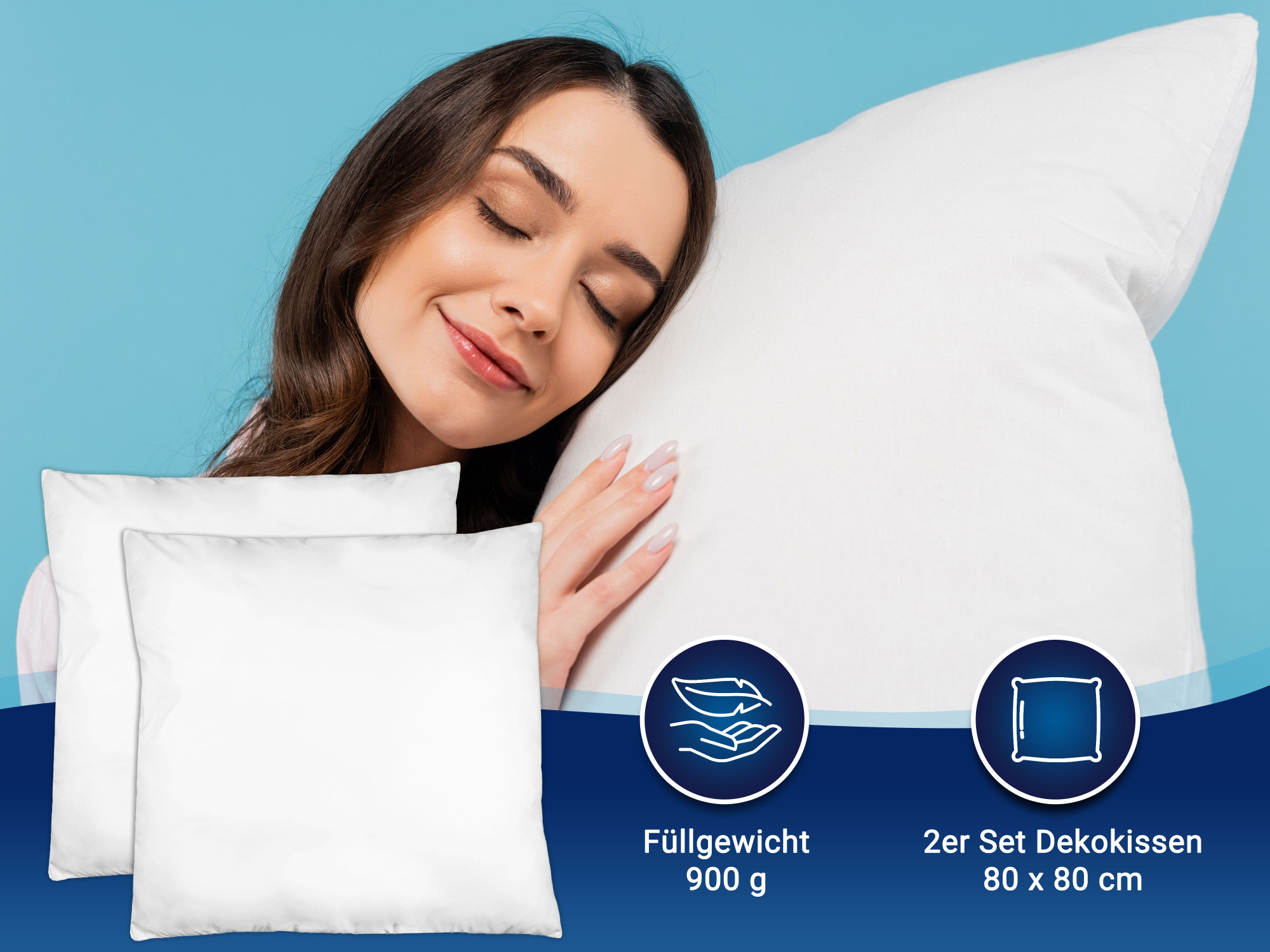 2er Set Kopfkissen 80x80 cm Mikrofaser Füllung 900 g
