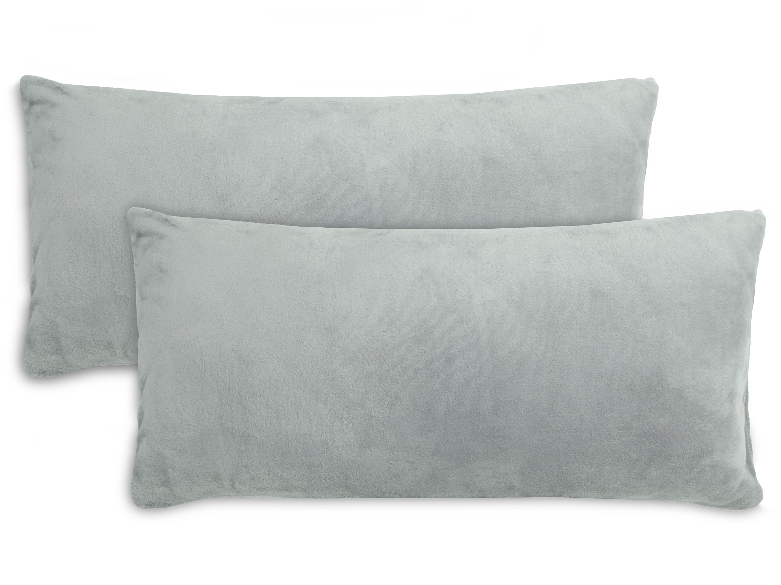 2er Set Kissenbezüge 40x80 cm Mikrofaser grau Hauptbild