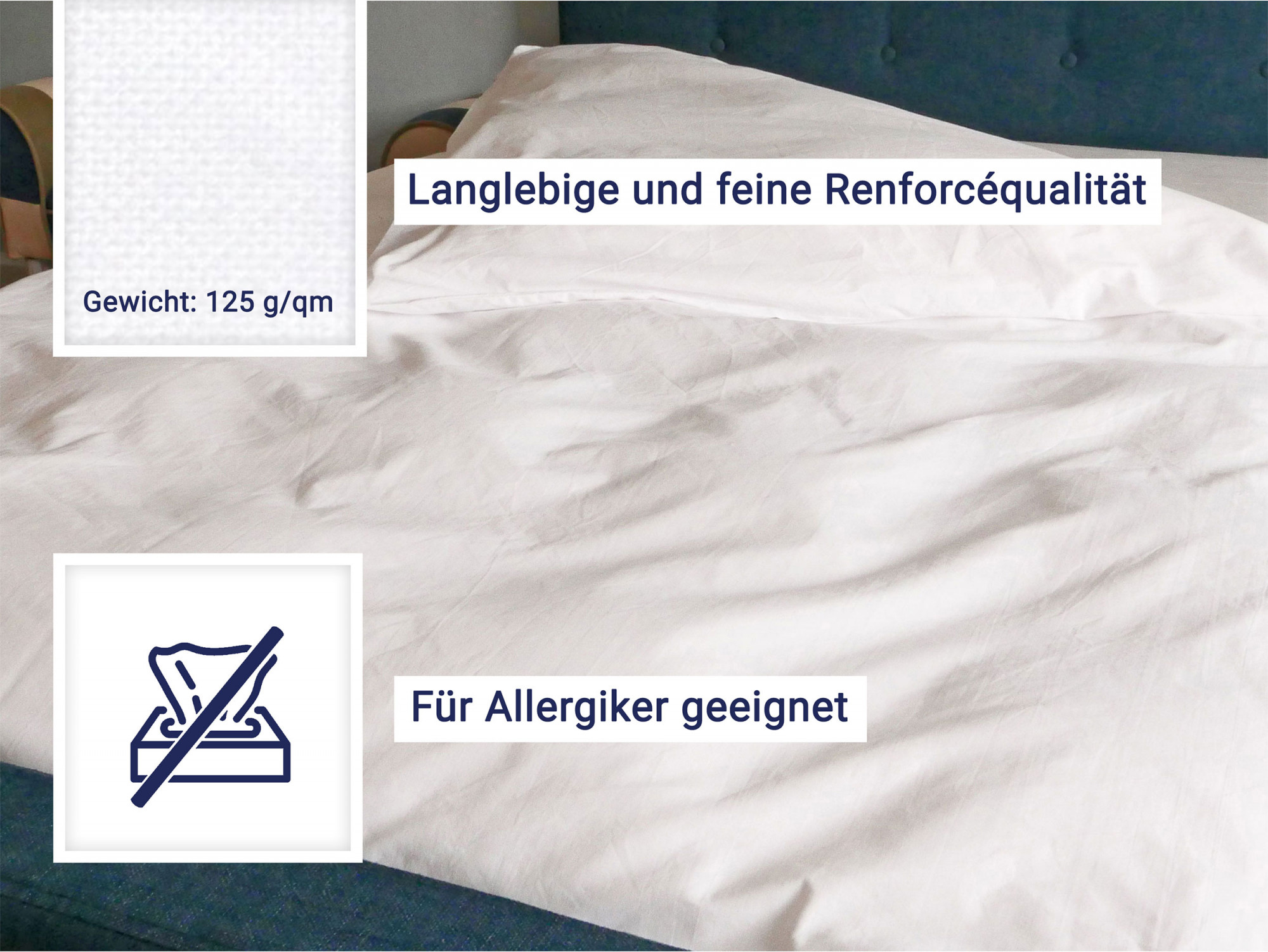Deckenbezug mit Knöpfen 240x220 cm Baumwolle weiß