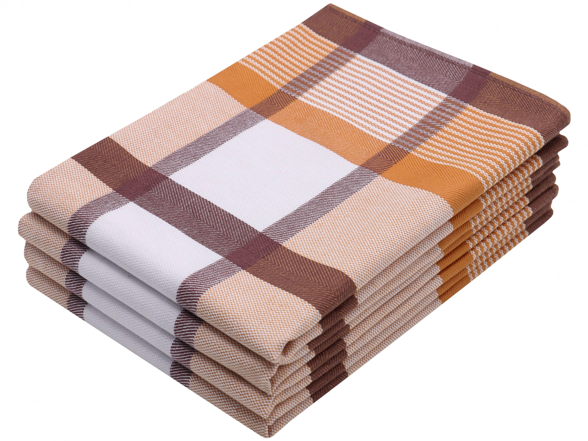 4er Set Geschirrtücher Baumwolle 50x70 cm braun-kariert