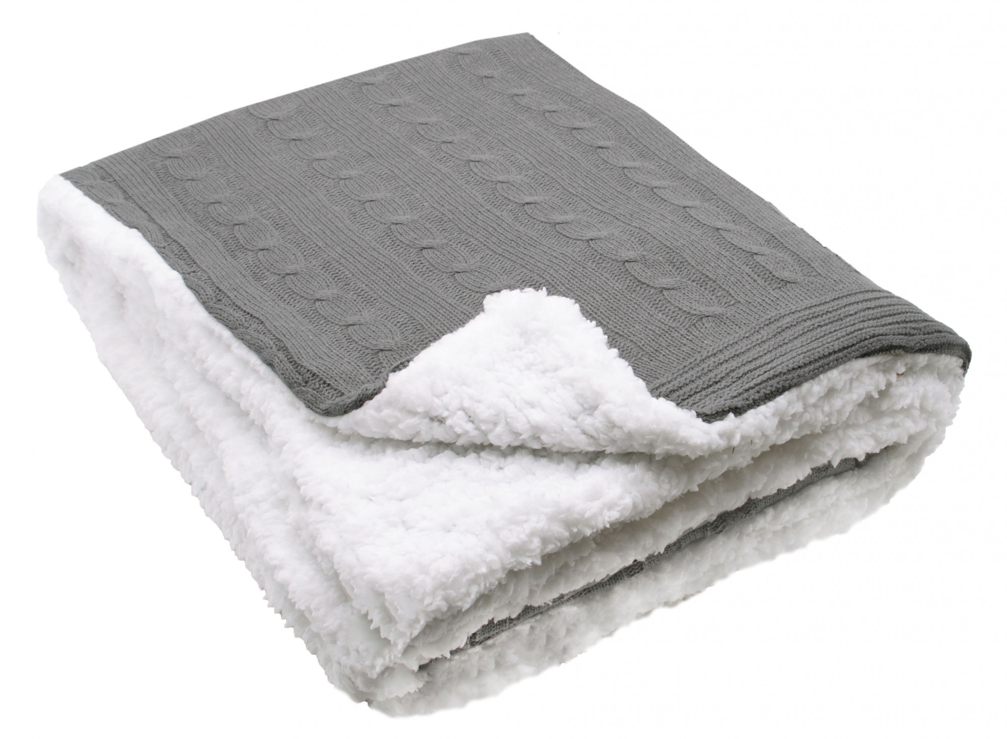 Kuscheldecke 150x200 cm Lammfelloptik Mikrofaser grau-weiß Hauptbild