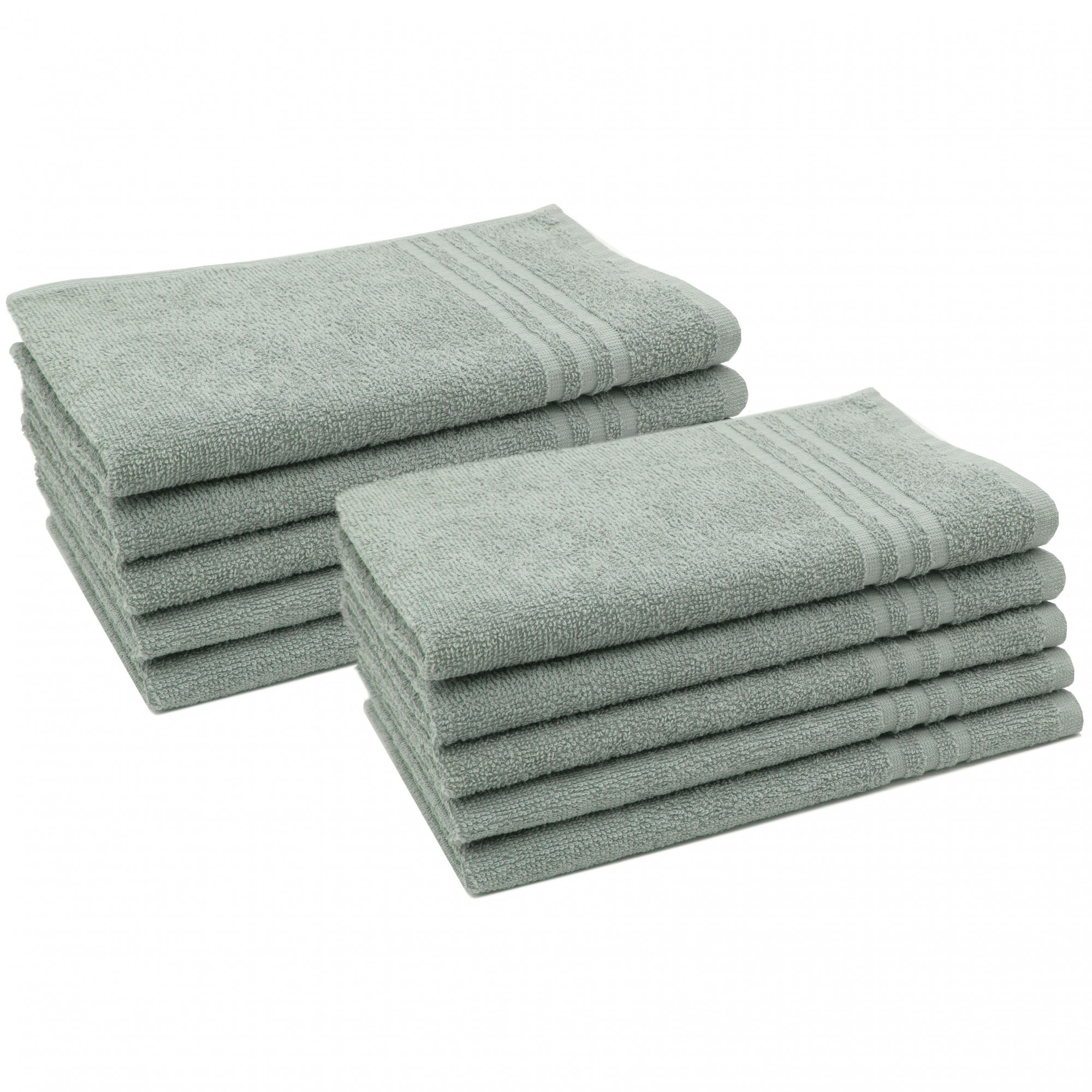10er Set Gästetücher 30x50 cm Baumwolle 380 g/qm grau
