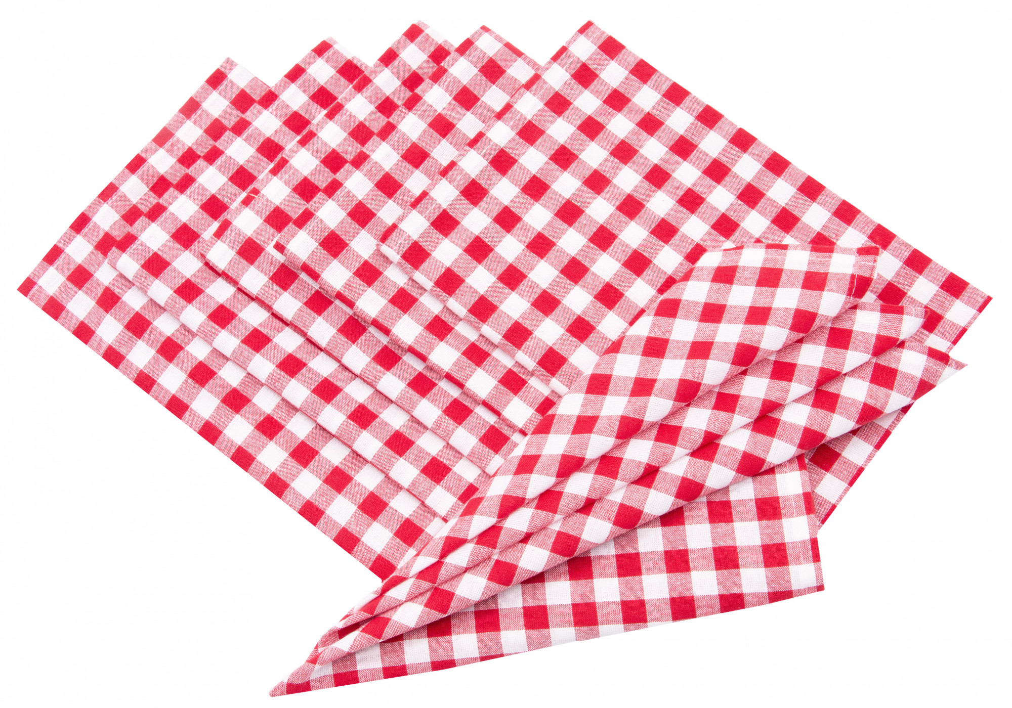 6er Set Stoffservietten 45x45 cm 100% Baumwolle rot-kariert Hauptbild
