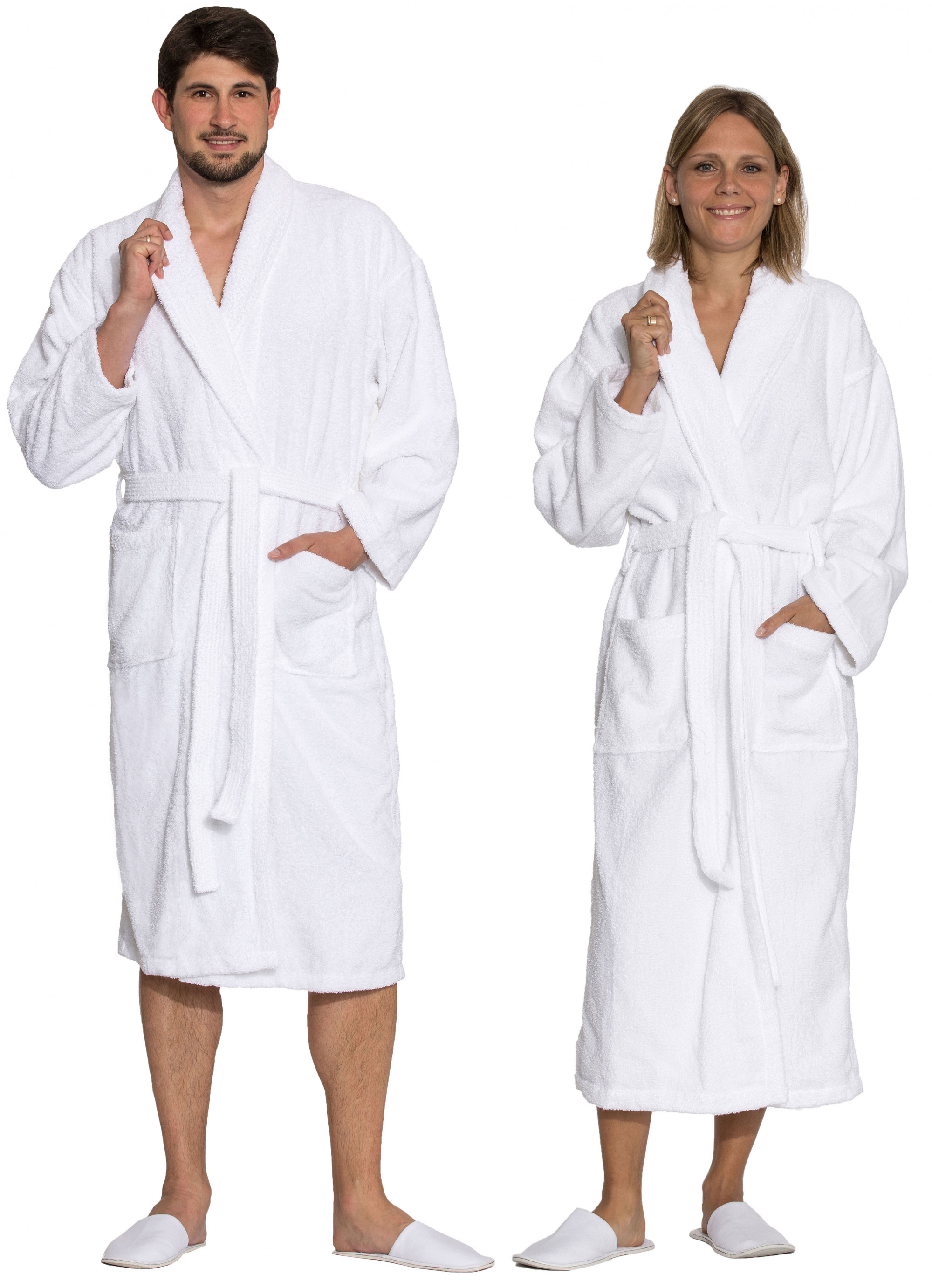 Unisex Bademantel Schalkragen 100% Baumwolle XL weiß Hauptbild