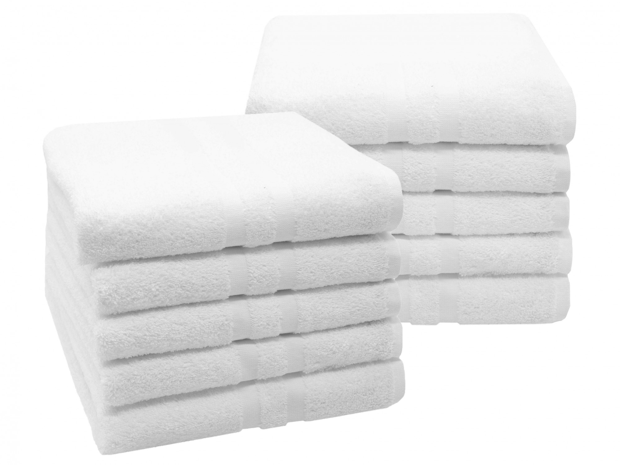 10er Set Handtücher 50x100 cm Bio-Baumwolle 450 g/qm weiß Hauptbild