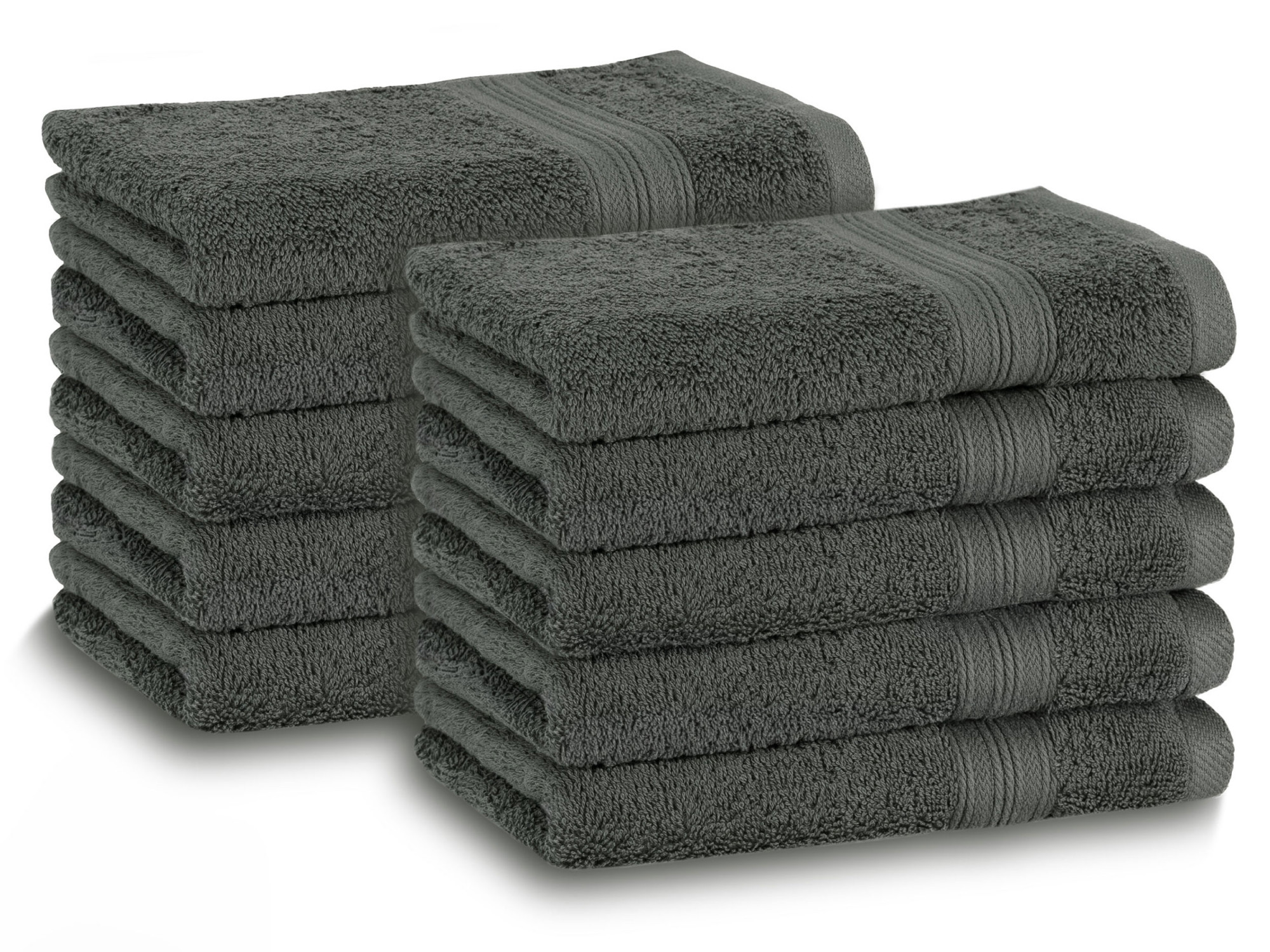 10er Set Gästehandtücher Baumwolle 500 g/qm 30x50 cm grau Hauptbild