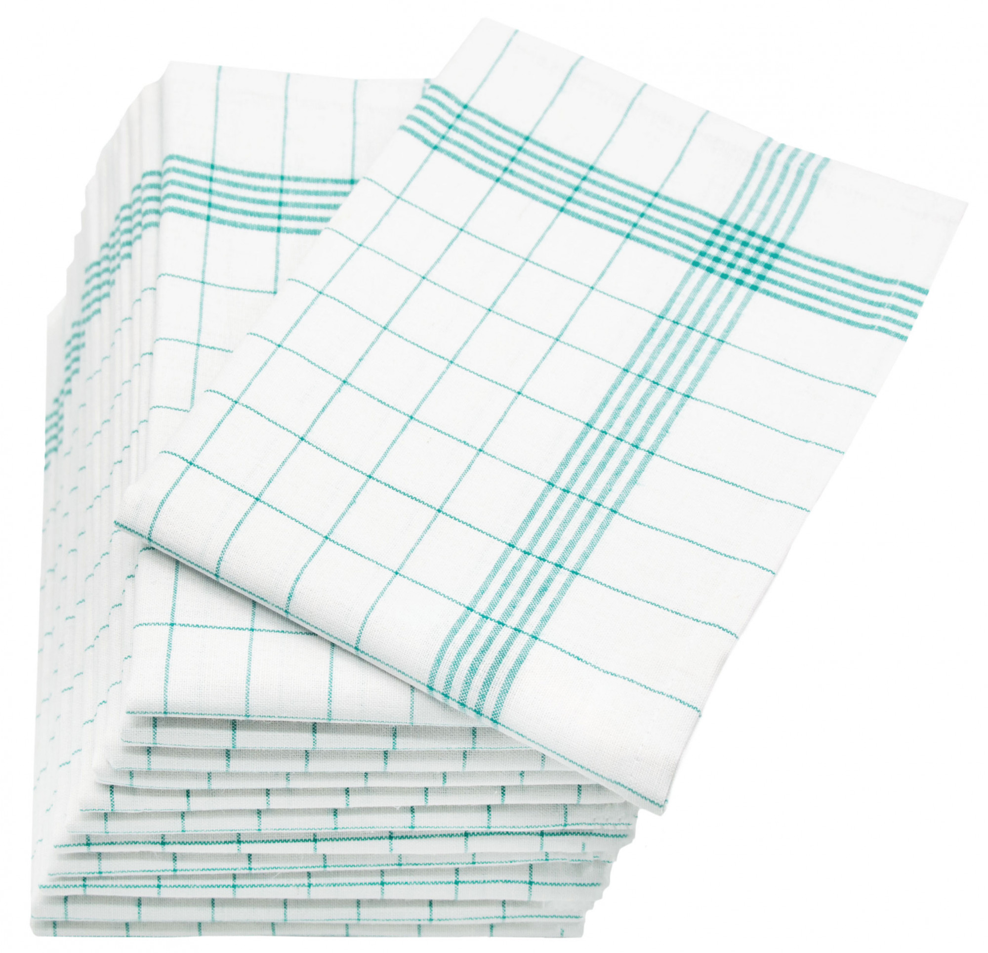 12er Set Geschirrtücher Halbleinen 60x80 cm grün-weiß Hauptbild