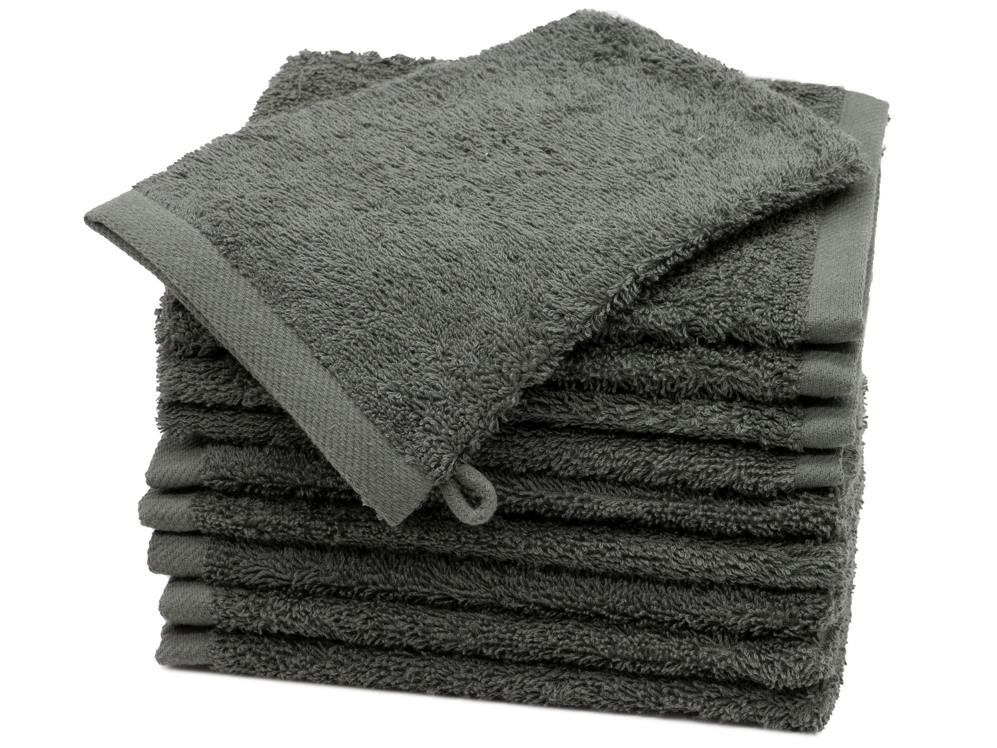 10er Set Waschhandschuhe 17x21 cm Baumwolle anthrazit Hauptbild