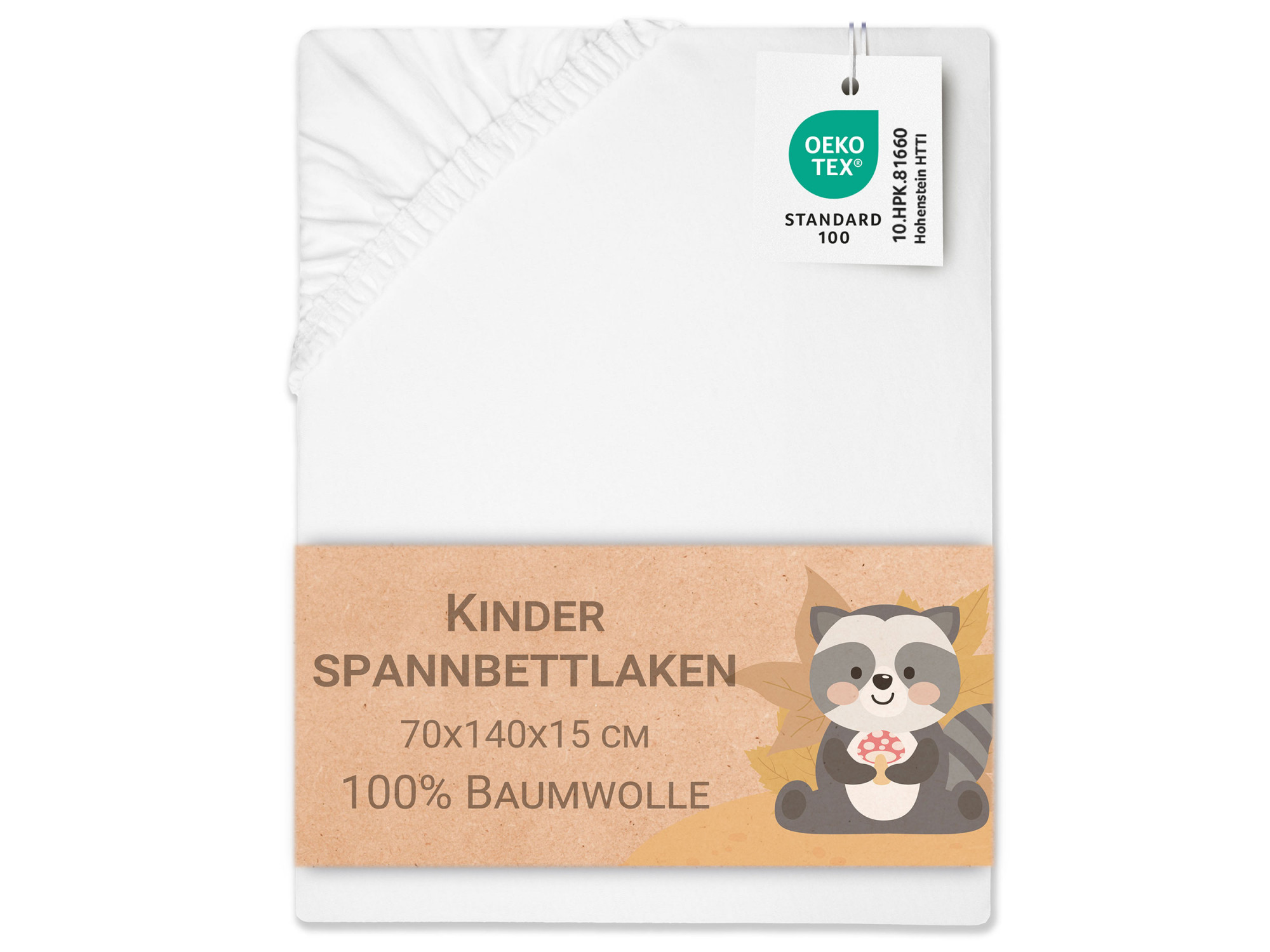 Kinder Spannbettlaken 70x140 cm 100% Baumwolle 15 cm Steg weiß Hauptbild