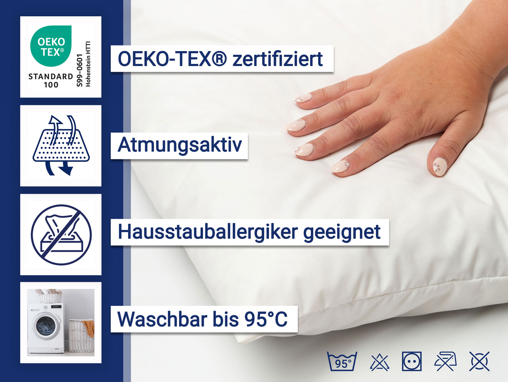 Kopfkissen 80x80 cm 85% Federn Füllung 1000 g